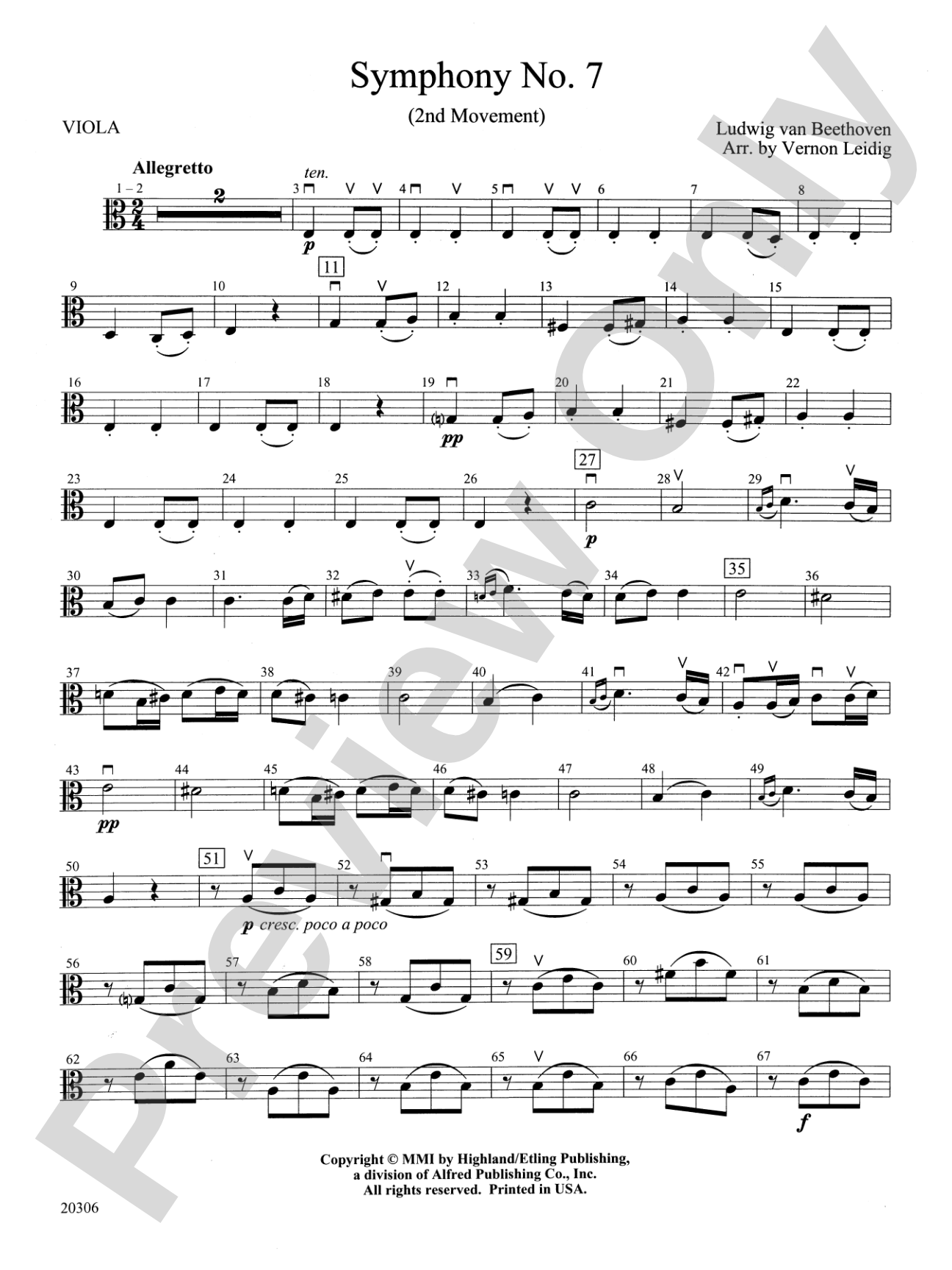 Symphony No. 7 (2nd Movement): Viola