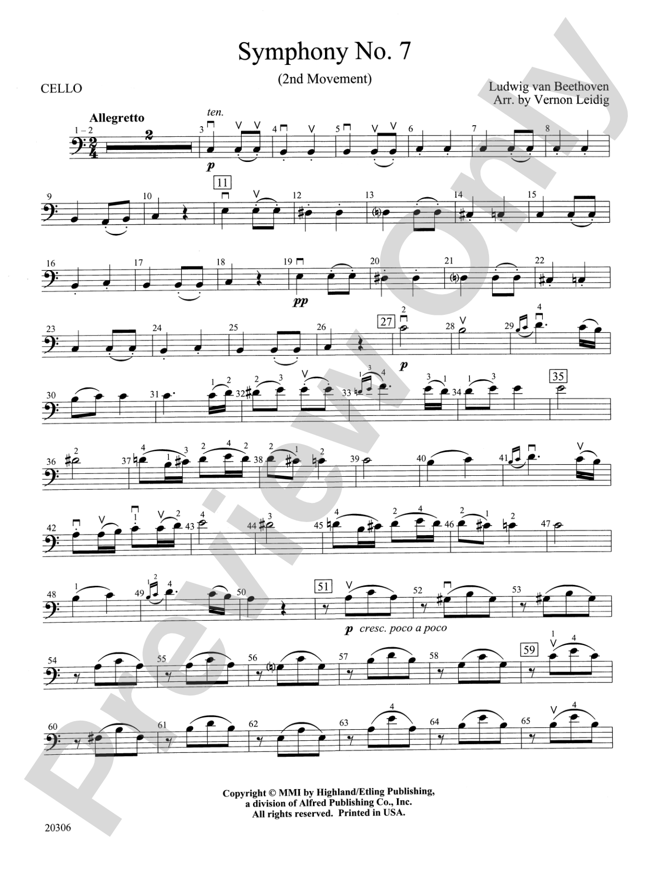 Symphony No. 7 (2nd Movement): Cello