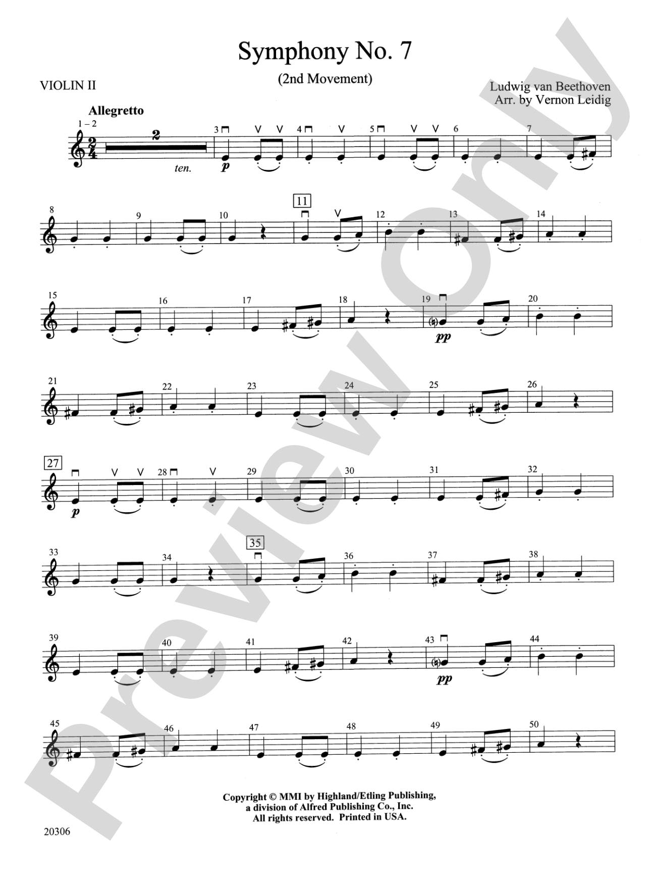 Symphony No. 7 (2nd Movement): 2nd Violin
