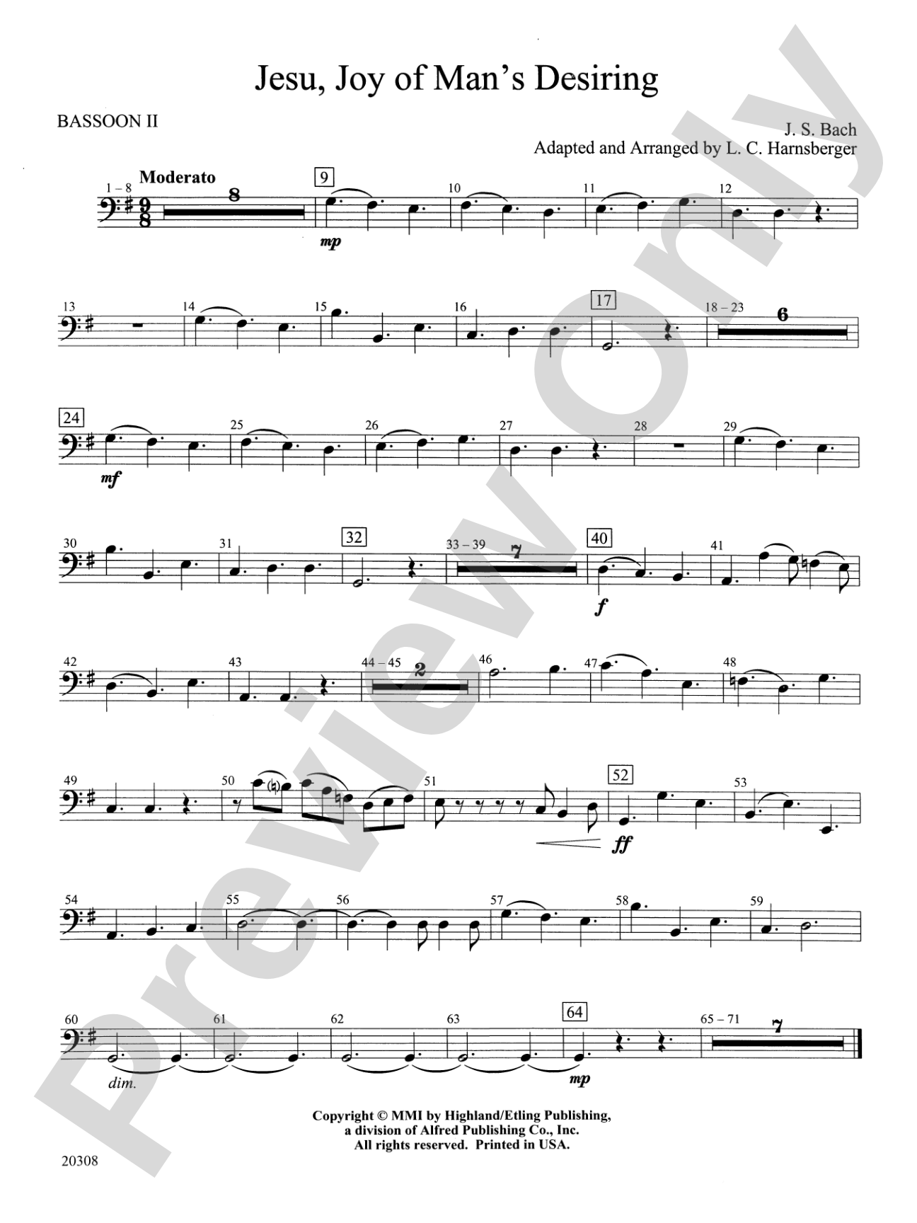 Jesu, Joy of Man's Desiring: 2nd Bassoon