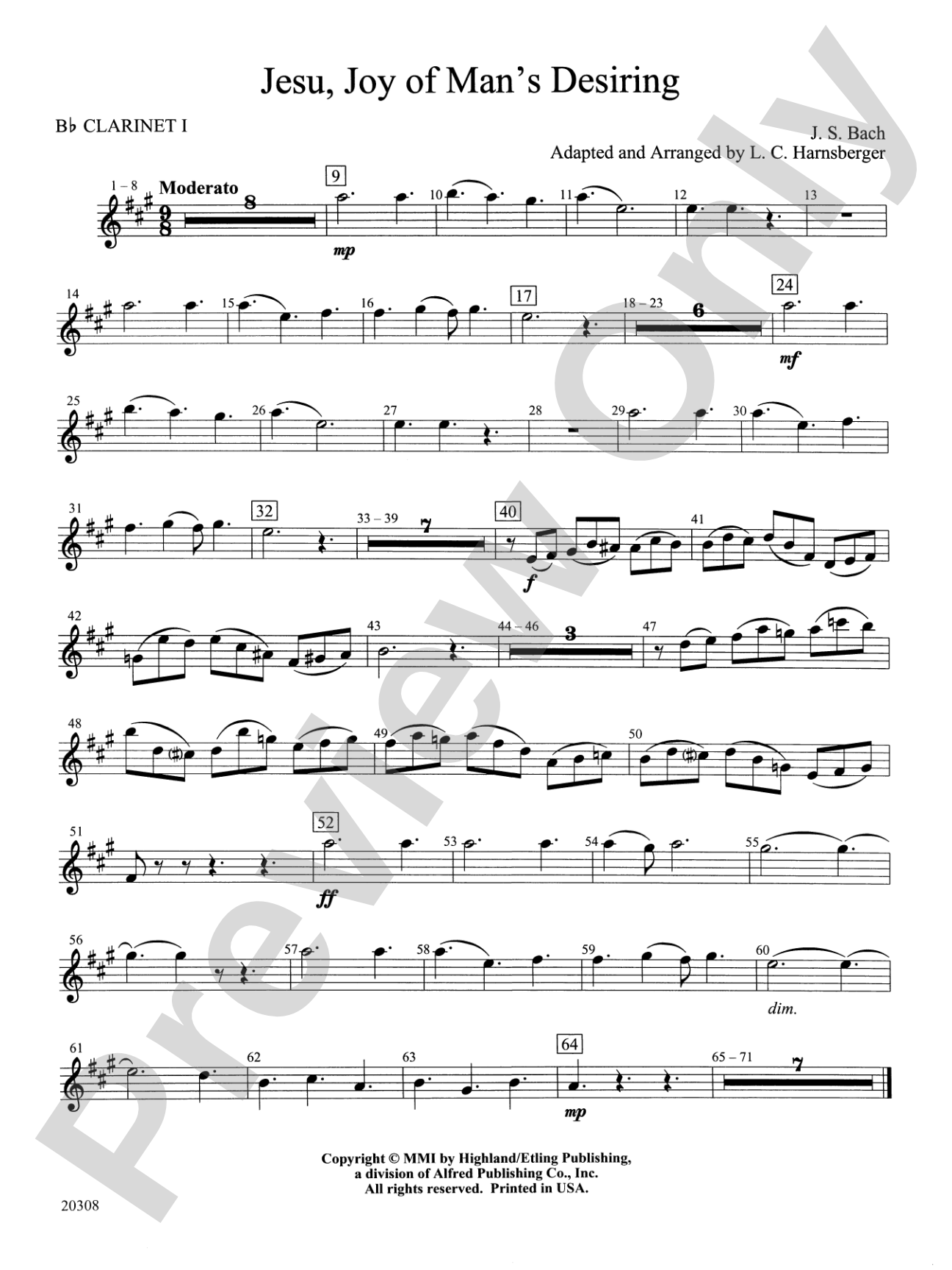 Jesu, Joy of Man's Desiring: 1st B-flat Clarinet