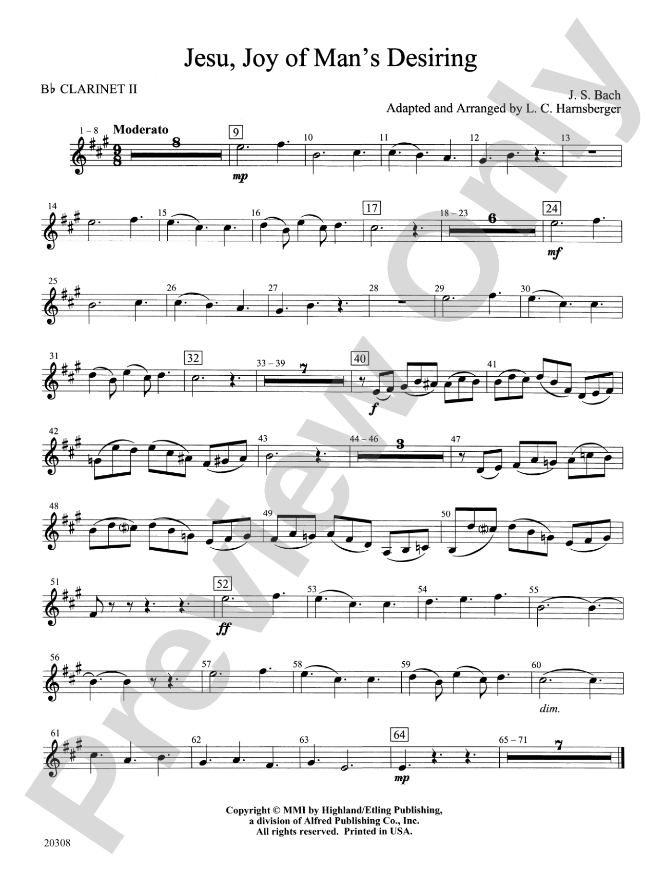 Jesu, Joy of Man's Desiring: 2nd B-flat Clarinet