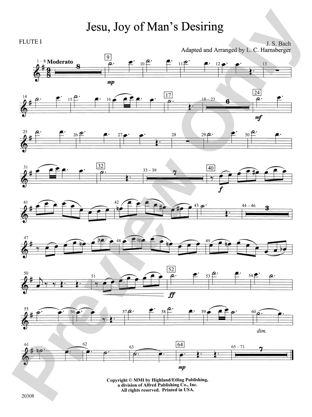 Jesu, Joy of Man's Desiring: Flute