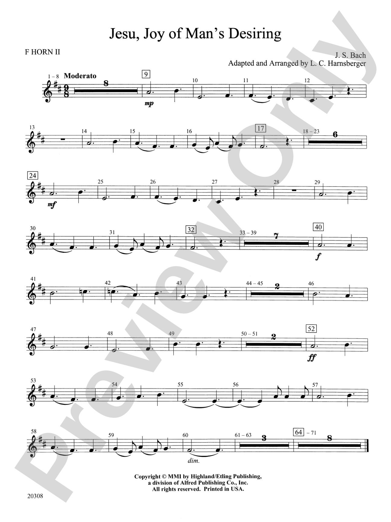 Jesu, Joy of Man's Desiring: 2nd F Horn
