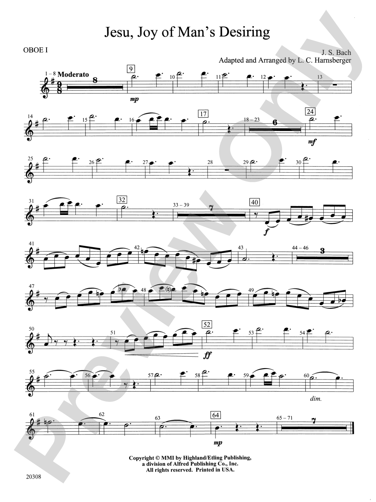 Jesu, Joy of Man's Desiring: Oboe