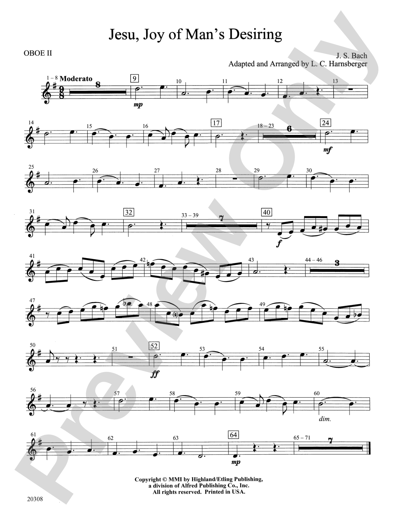 Jesu, Joy of Man's Desiring: 2nd Oboe