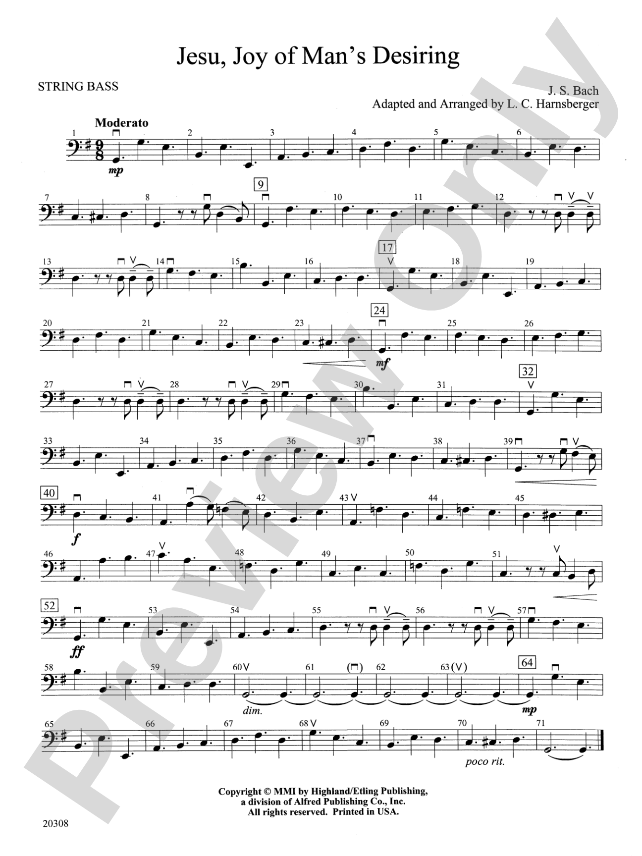 Jesu, Joy of Man's Desiring: String Bass