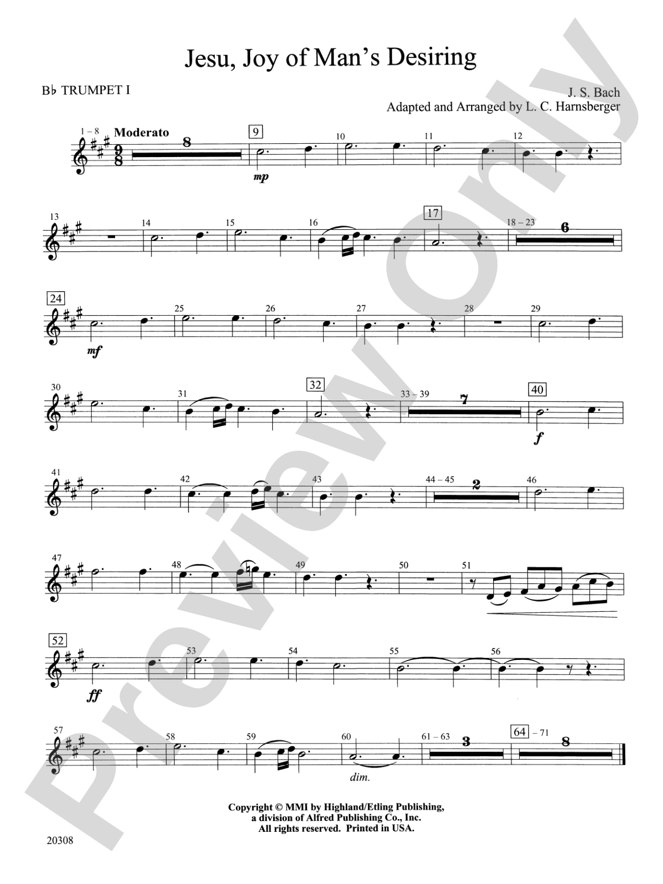 Jesu, Joy of Man's Desiring: 1st B-flat Trumpet
