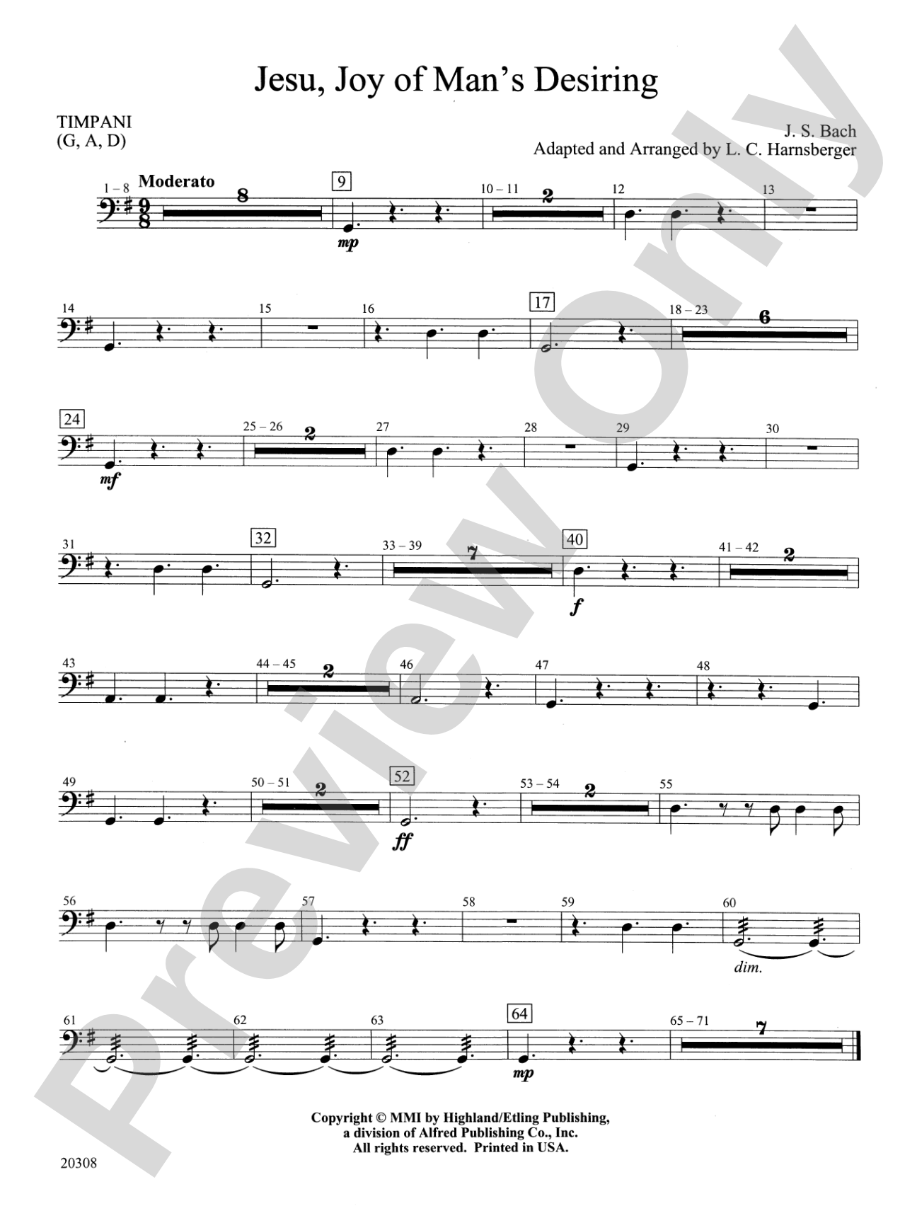 Jesu, Joy of Man's Desiring: Timpani