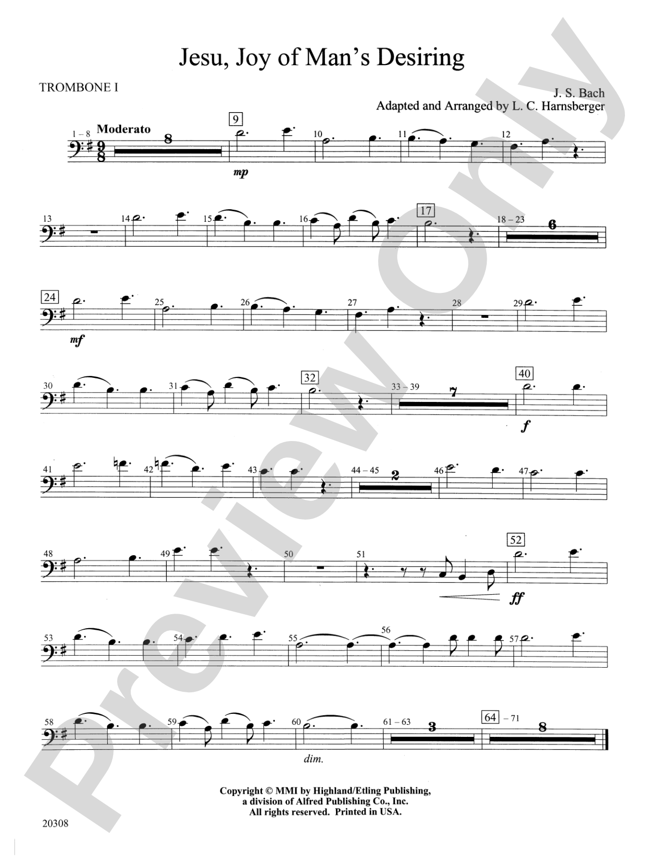 Jesu, Joy of Man's Desiring: 1st Trombone