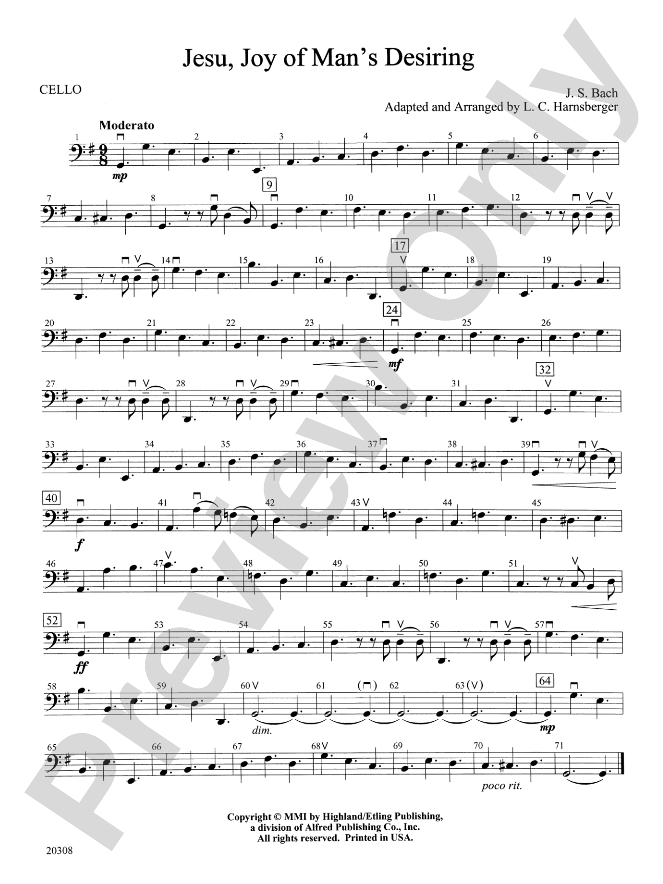 Jesu, Joy of Man's Desiring: Cello