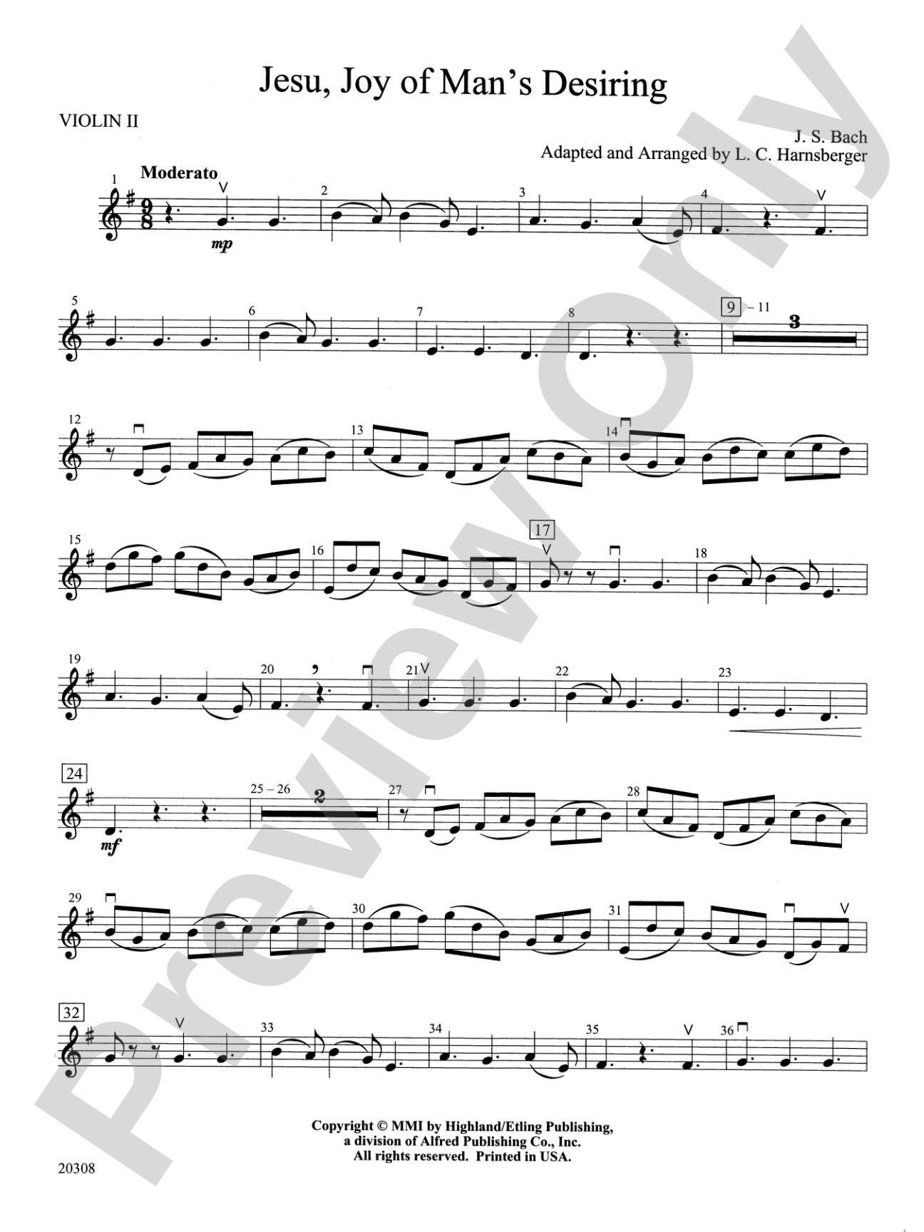 Jesu, Joy of Man's Desiring: 2nd Violin