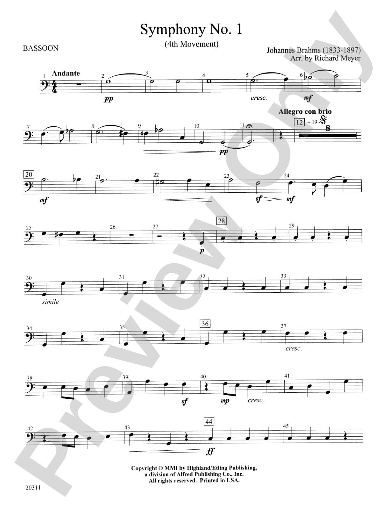 Symphony No. 1 (4th Movement ): Bassoon