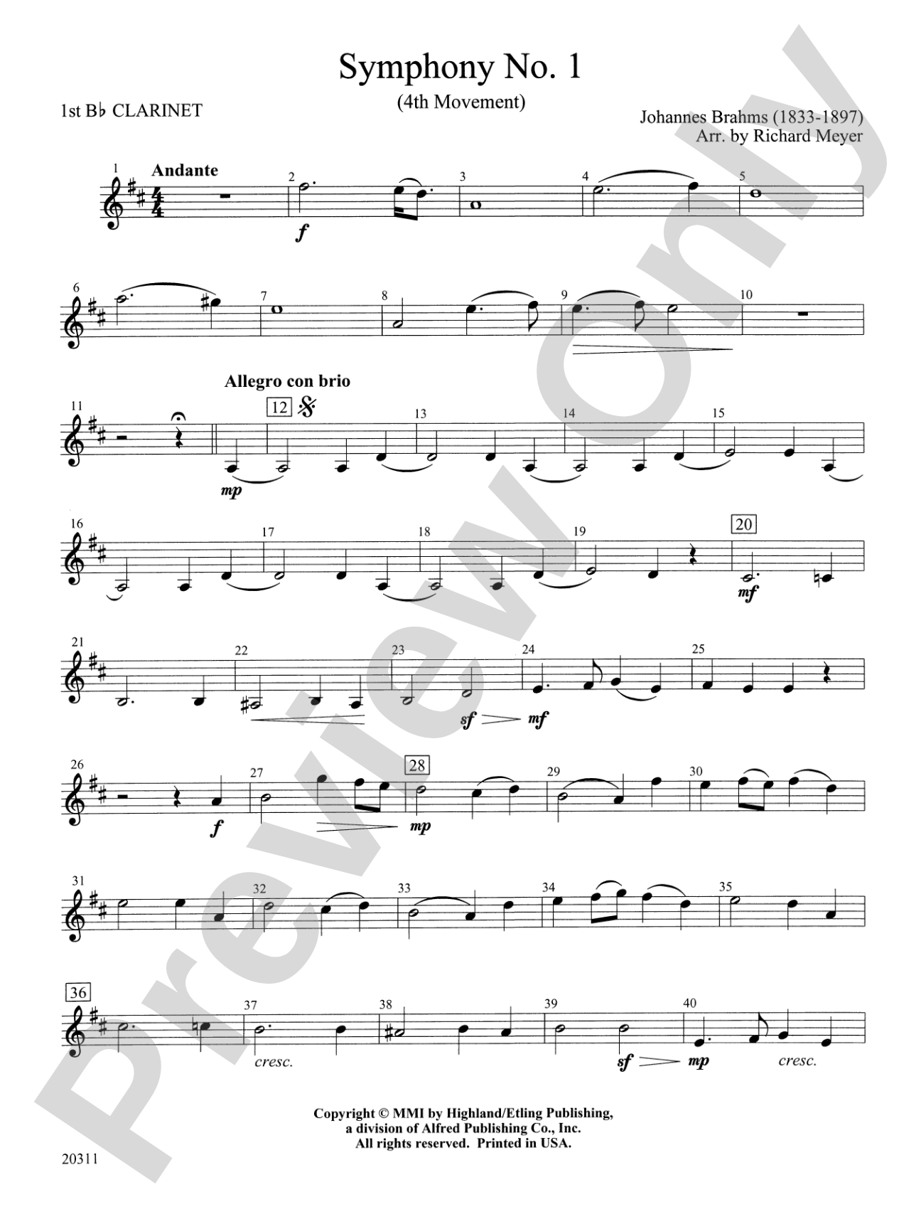 Symphony No. 1 (4th Movement ): 1st B-flat Clarinet