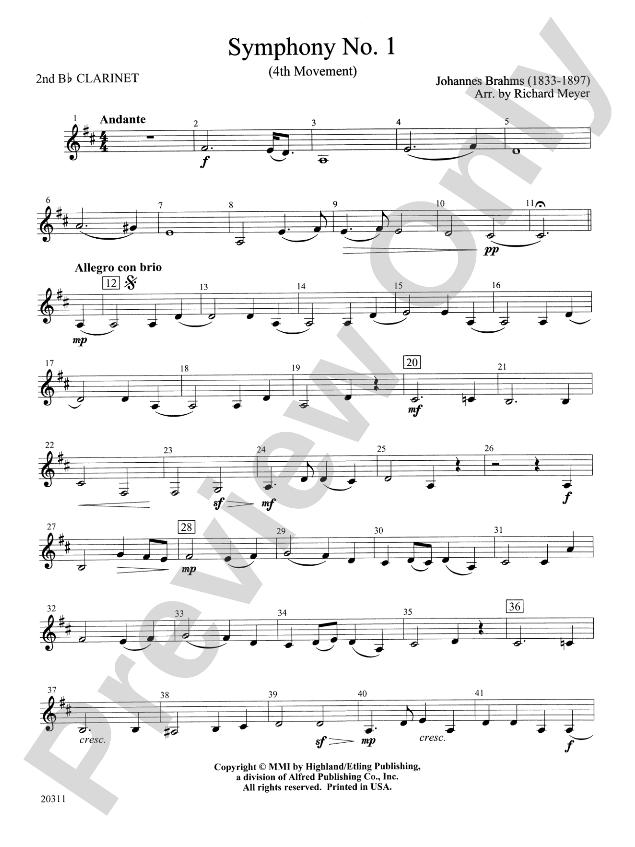 Symphony No. 1 (4th Movement ): 2nd B-flat Clarinet