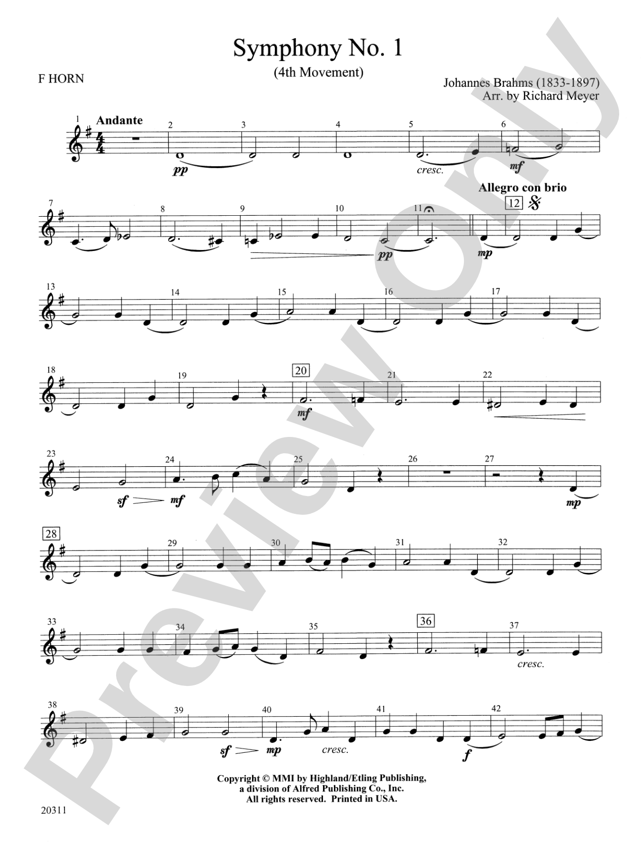 Symphony No. 1 (4th Movement ): 1st F Horn