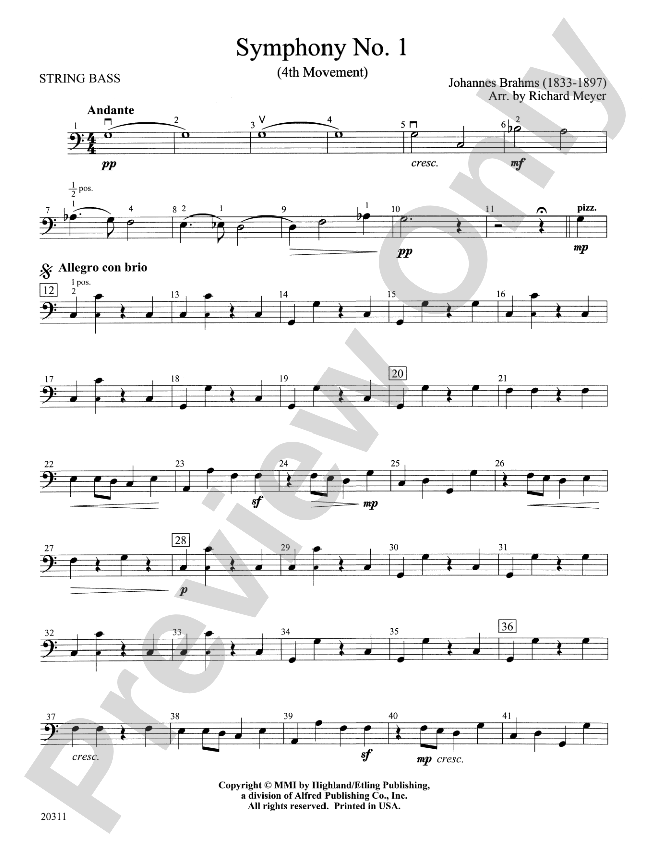 Symphony No. 1 (4th Movement ): String Bass