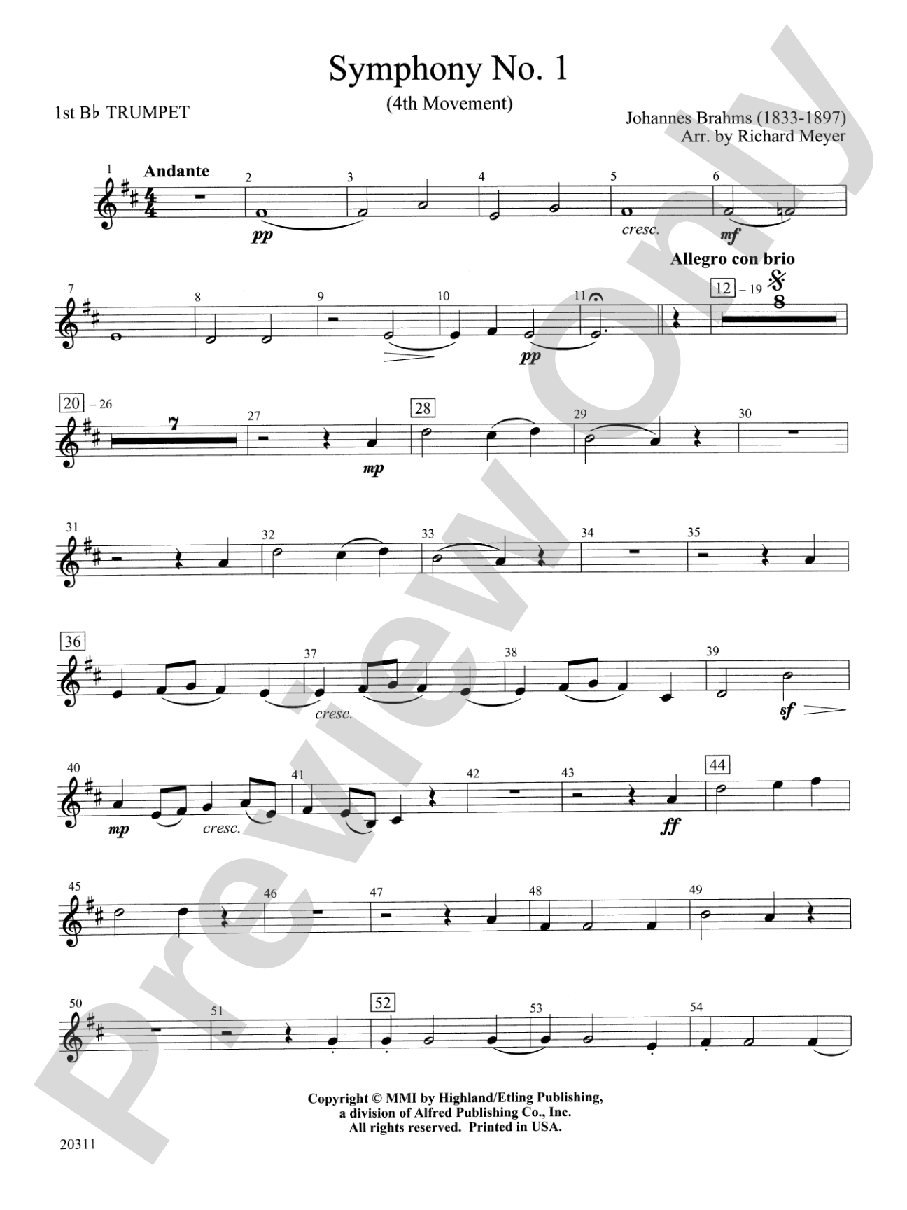 Symphony No. 1 (4th Movement ): 1st B-flat Trumpet