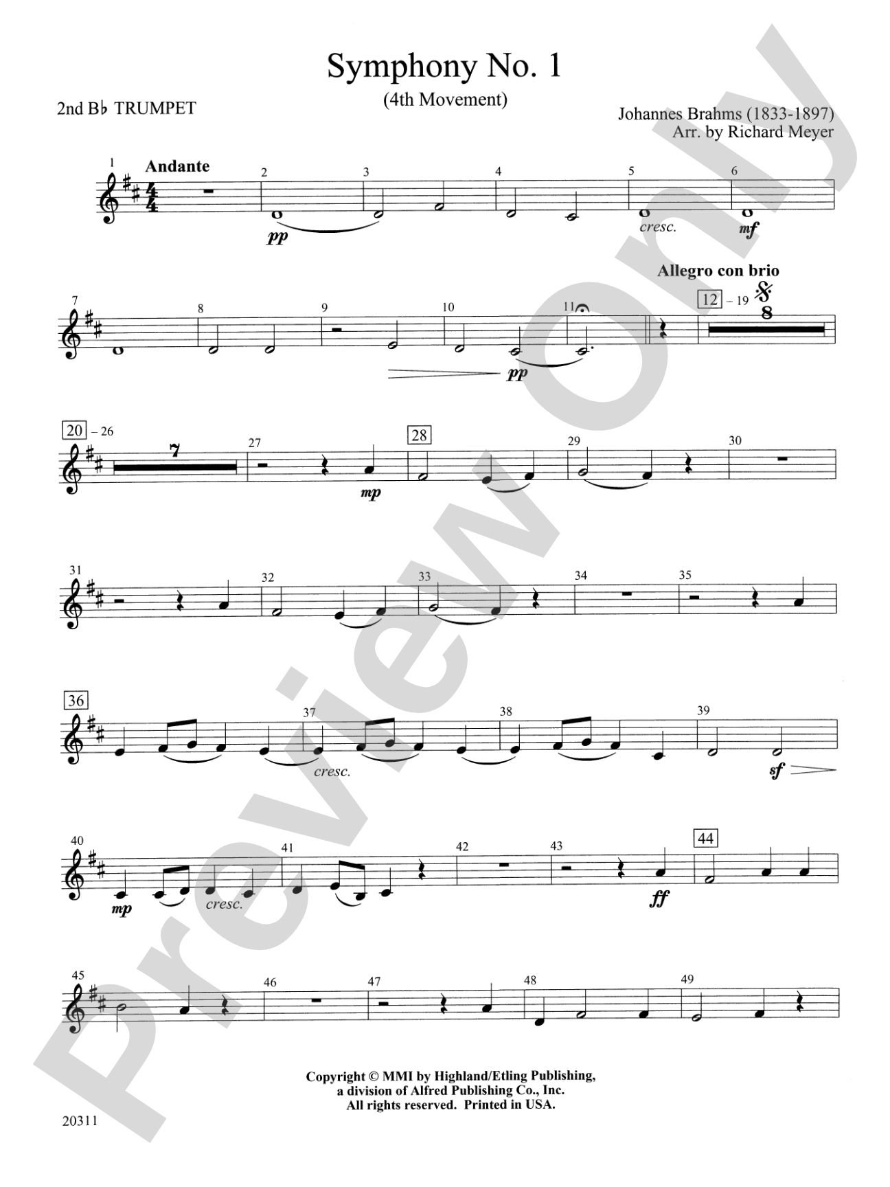 Symphony No. 1 (4th Movement ): 2nd B-flat Trumpet