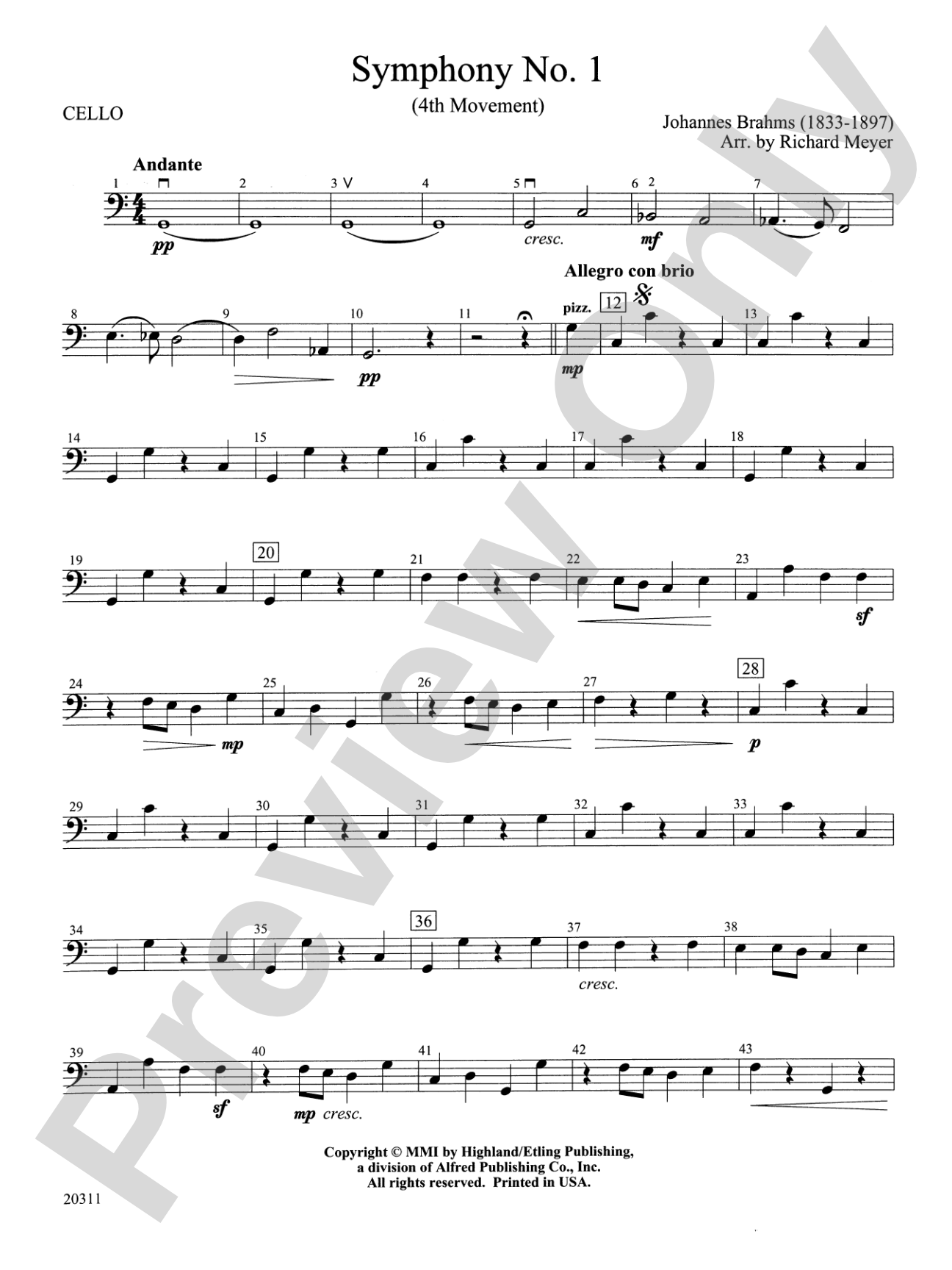 Symphony No. 1 (4th Movement ): Cello