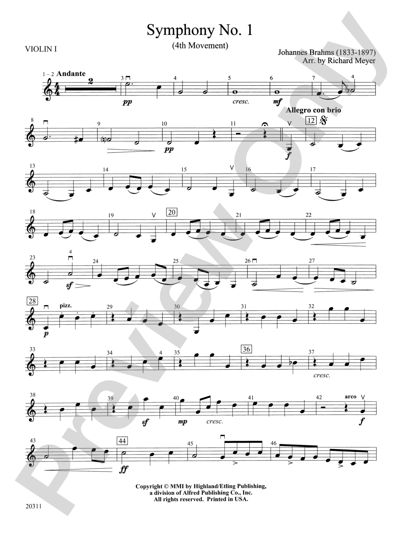 Symphony No. 1 (4th Movement ): 1st Violin