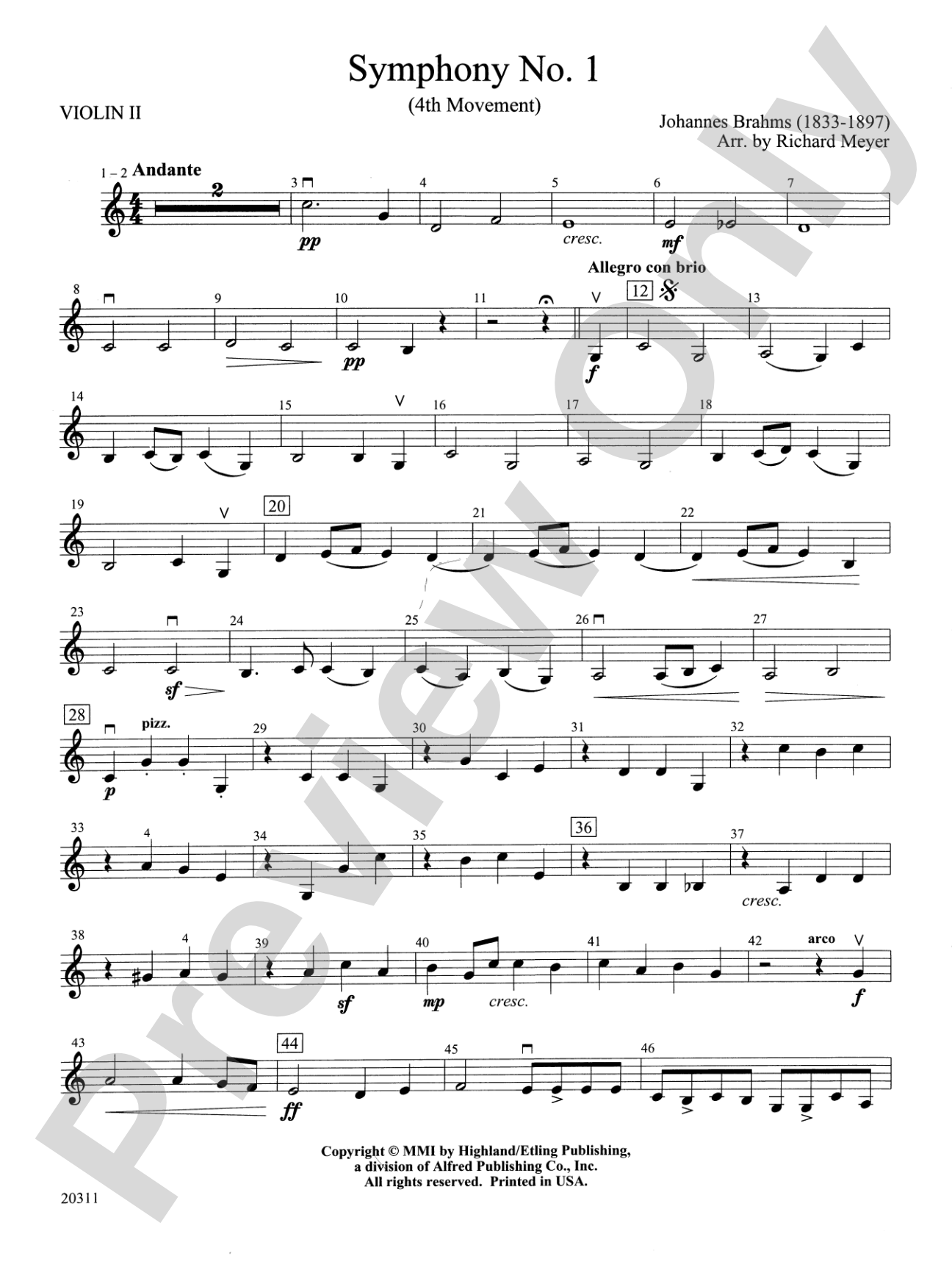 Symphony No. 1 (4th Movement ): 2nd Violin