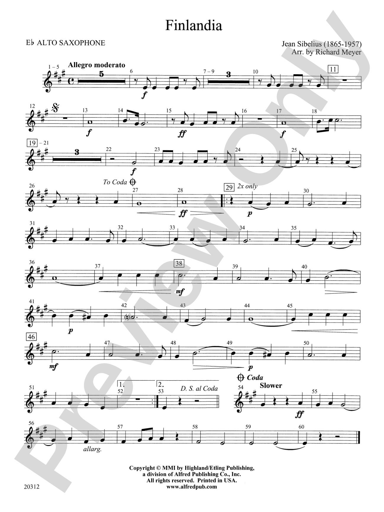 Finlandia: E-flat Alto Saxophone
