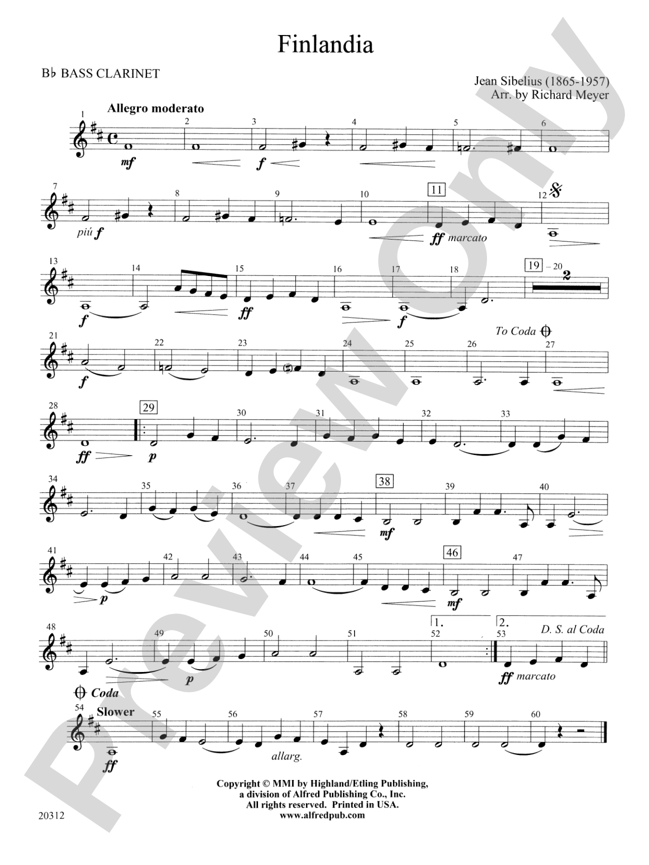 Finlandia: B-flat Bass Clarinet