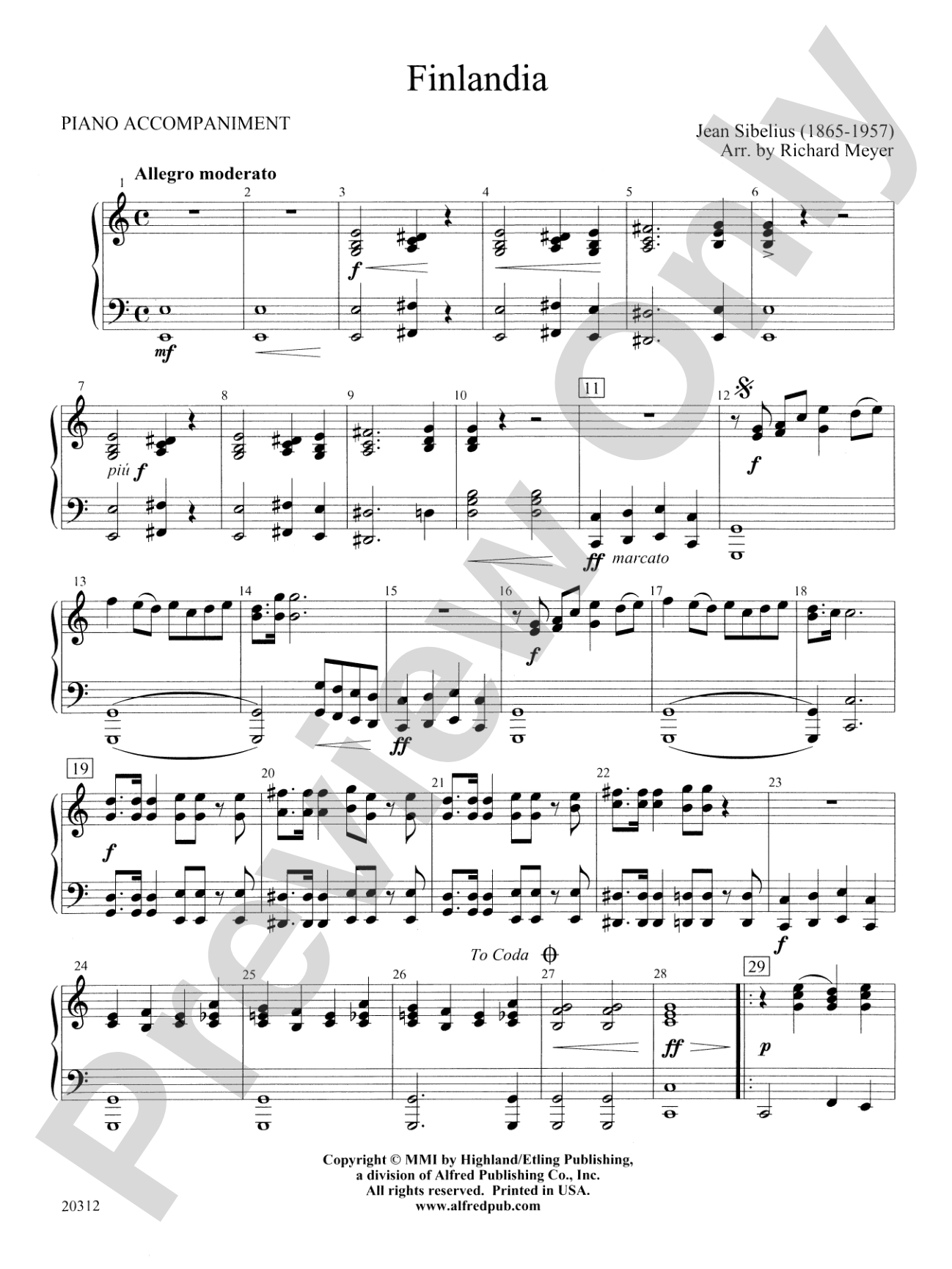Finlandia: Piano Accompaniment