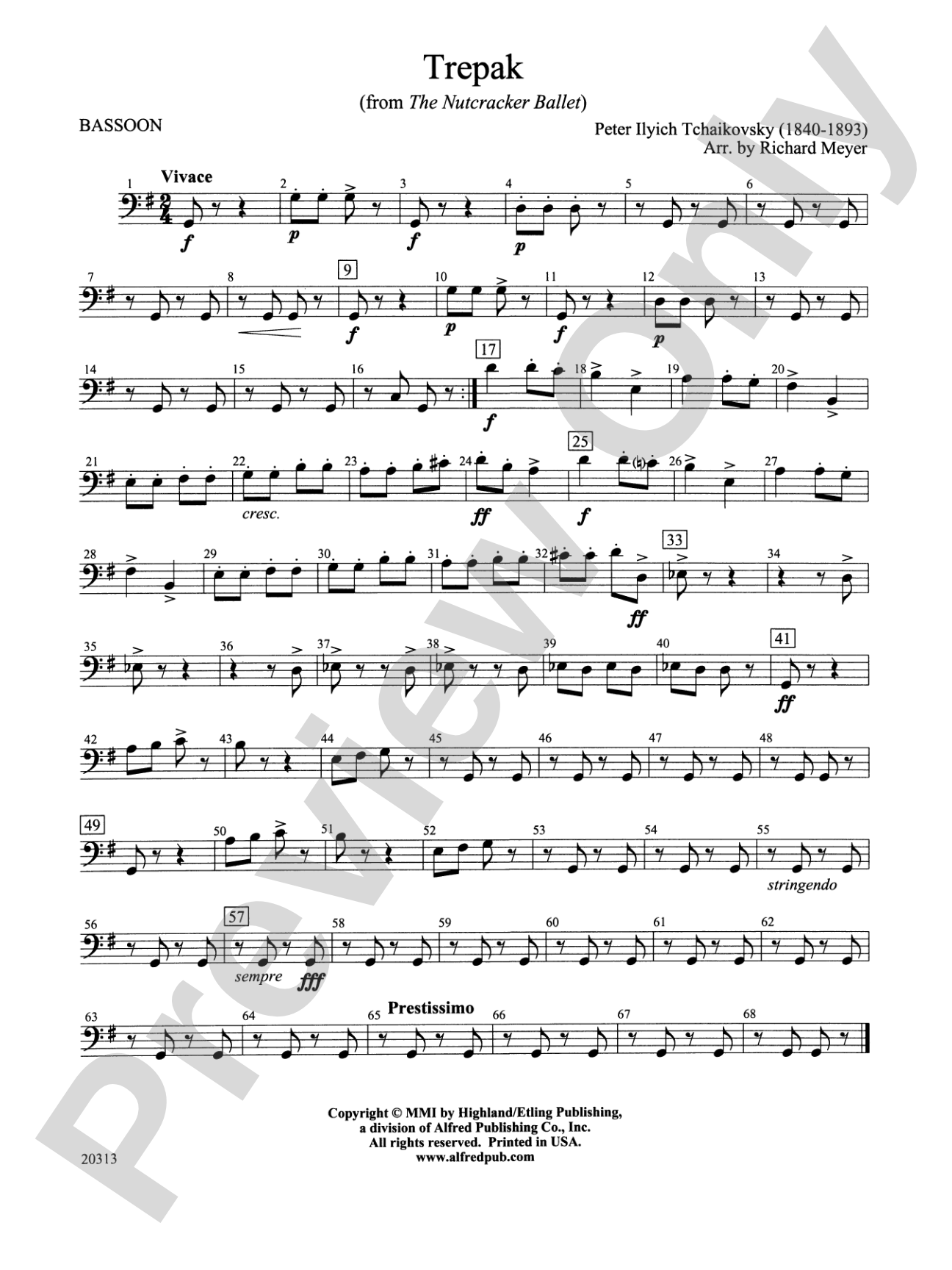 Trepak from The Nutcracker Ballet: Bassoon