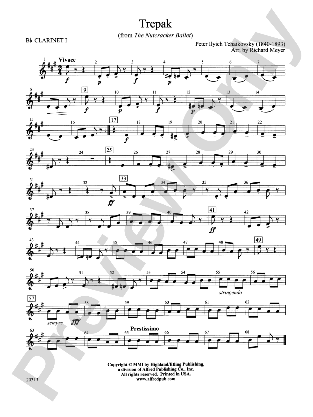 Trepak from The Nutcracker Ballet: 1st B-flat Clarinet