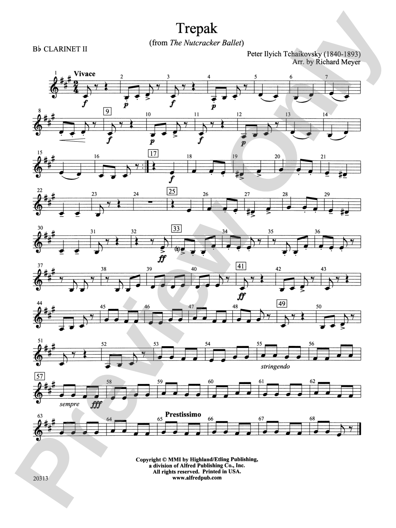 Trepak from The Nutcracker Ballet: 2nd B-flat Clarinet