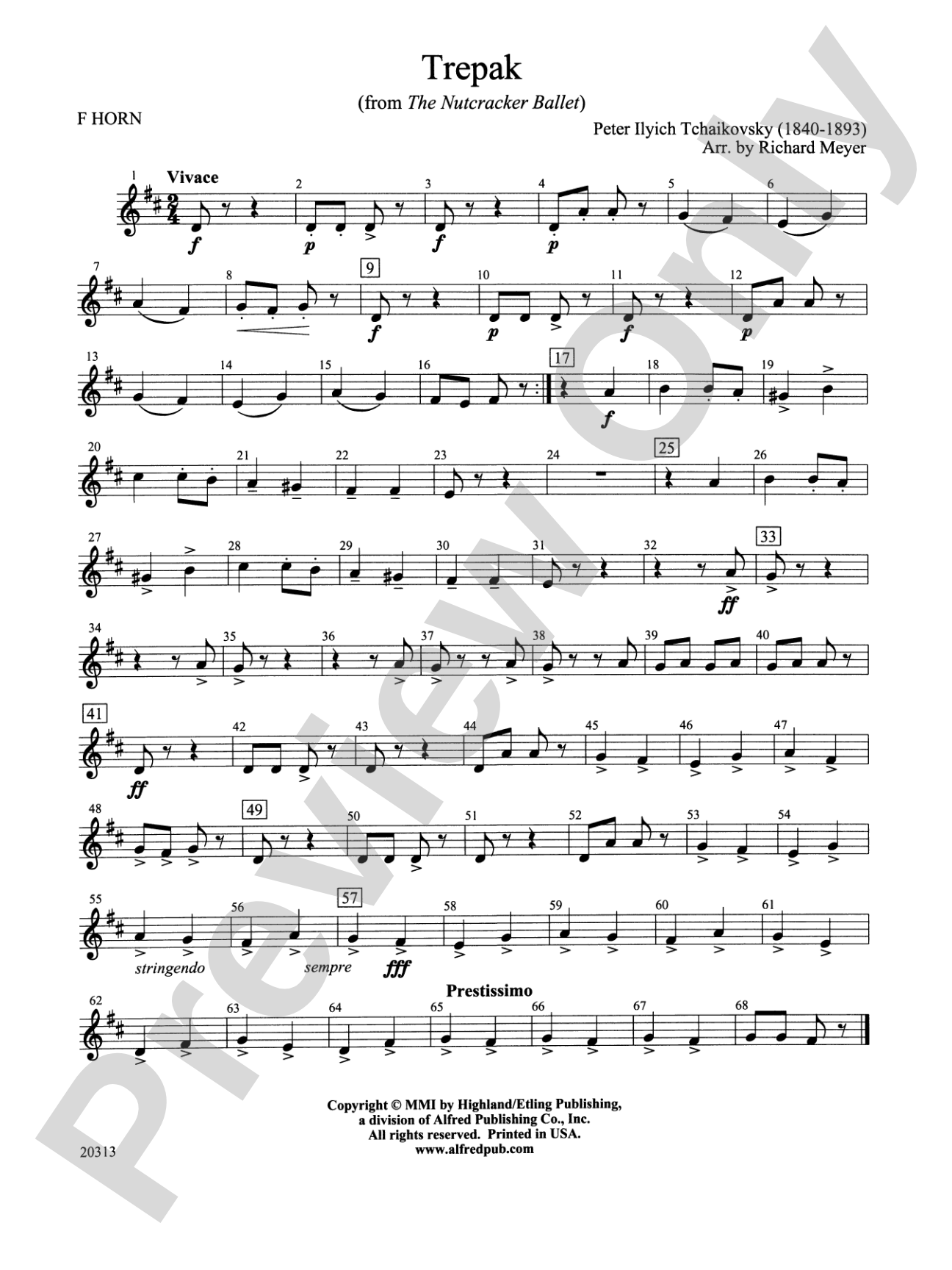 Trepak from The Nutcracker Ballet: 1st F Horn