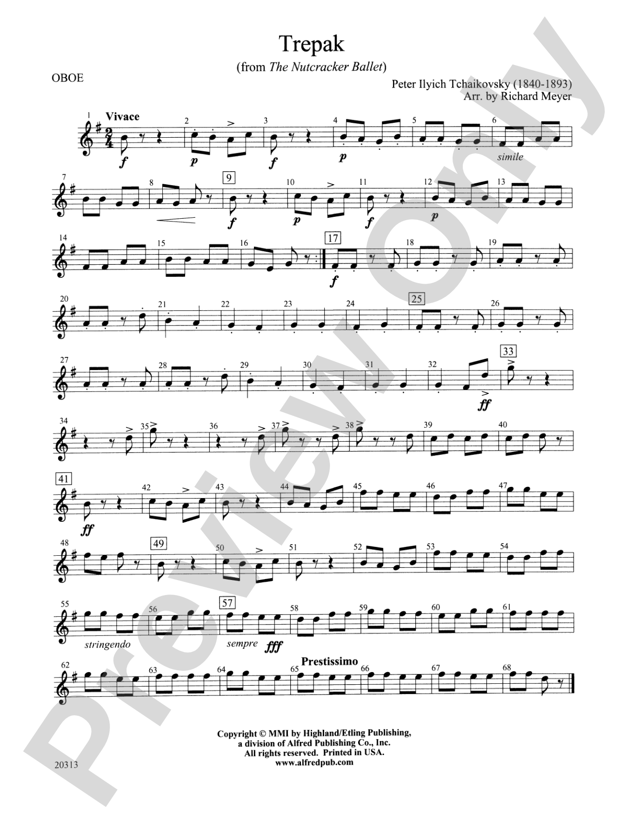 Trepak from The Nutcracker Ballet: Oboe