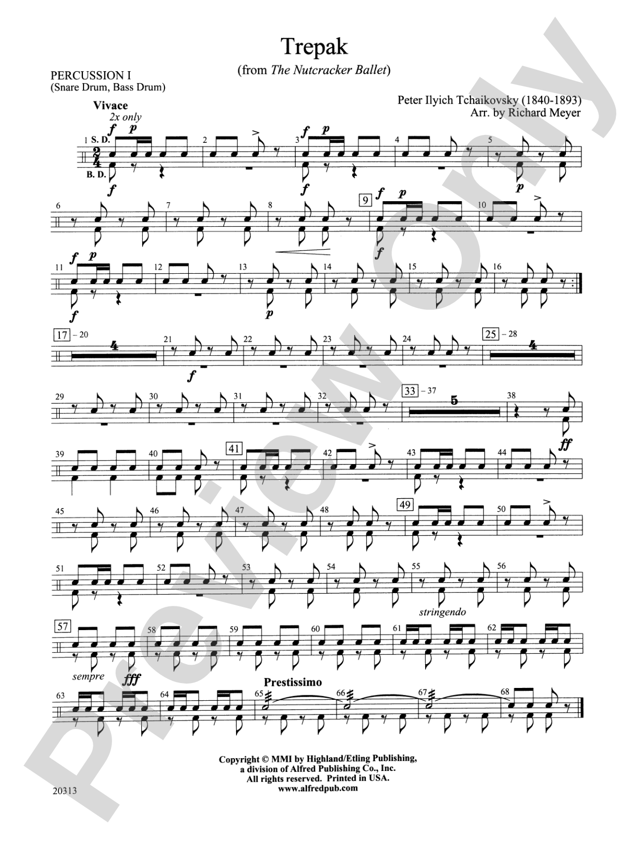 Trepak from The Nutcracker Ballet: 1st Percussion