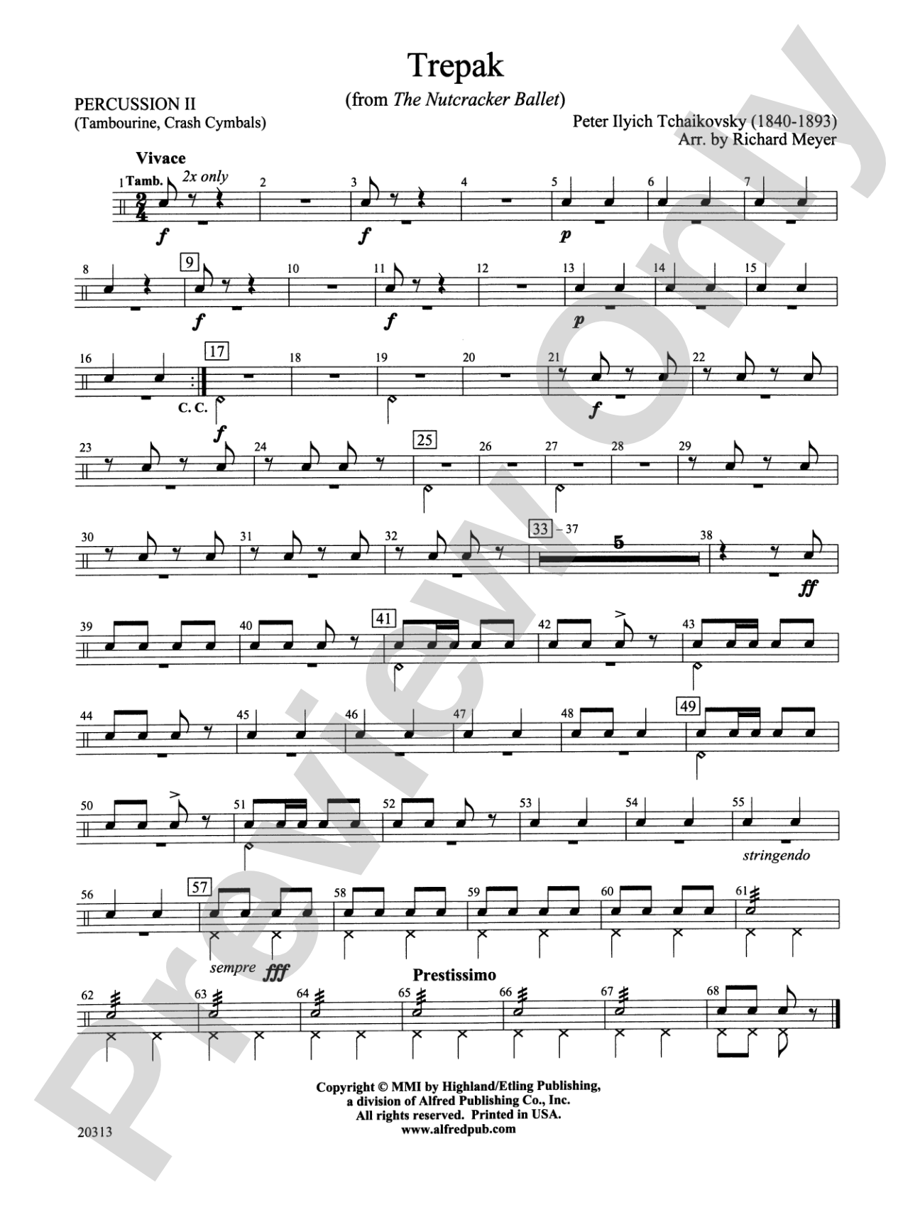 Trepak from The Nutcracker Ballet: 2nd Percussion