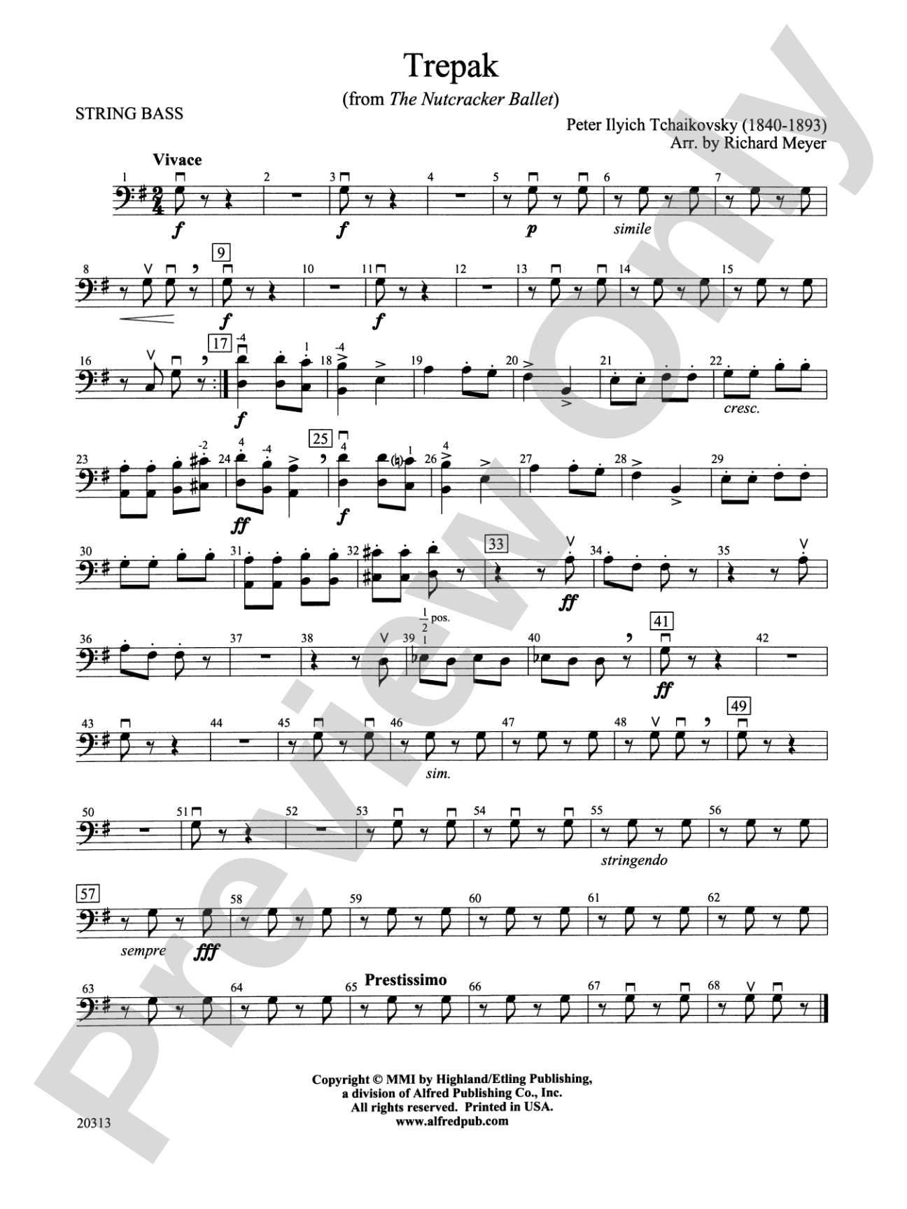 Trepak from The Nutcracker Ballet: String Bass