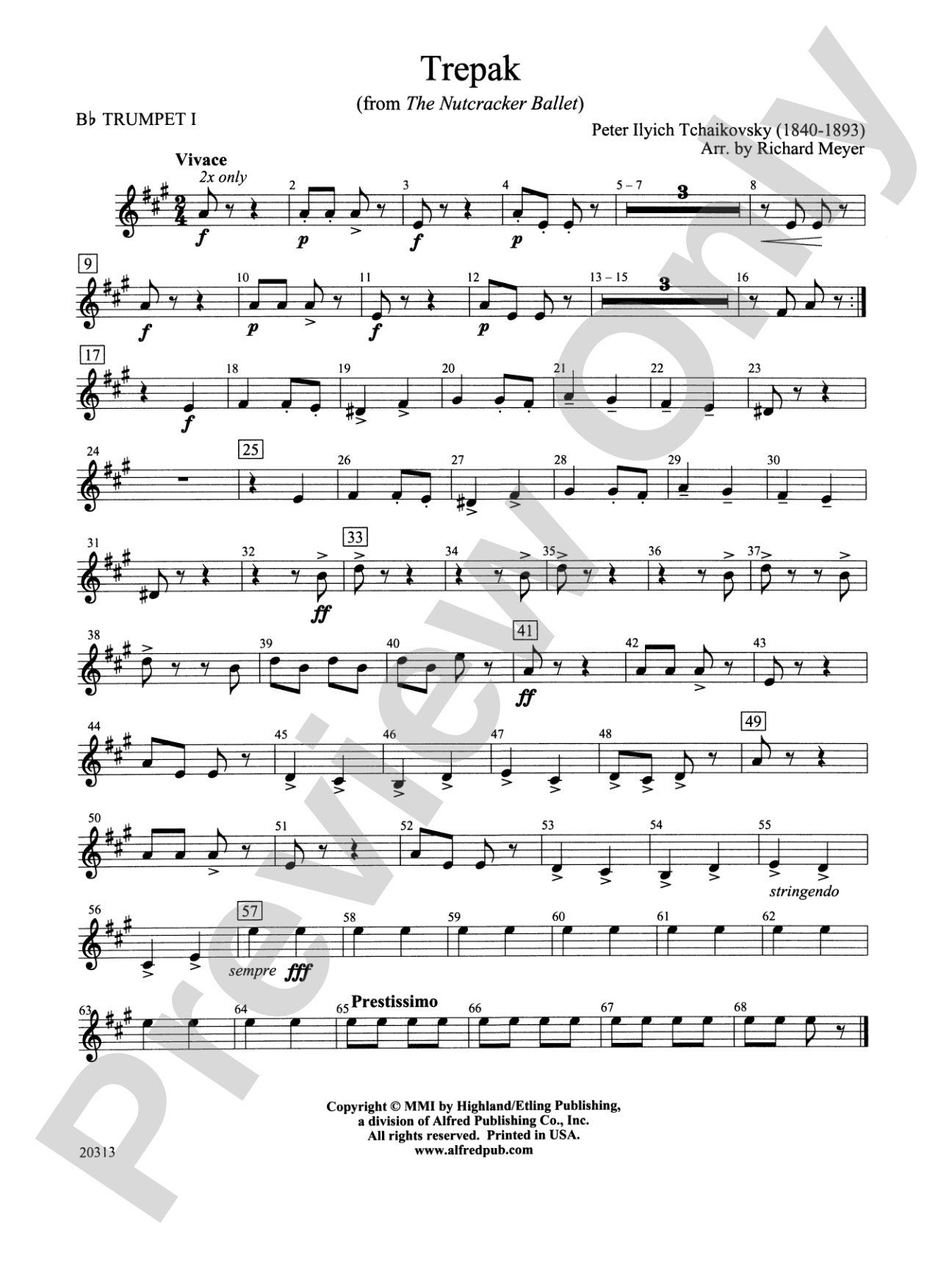 Trepak from The Nutcracker Ballet: 1st B-flat Trumpet