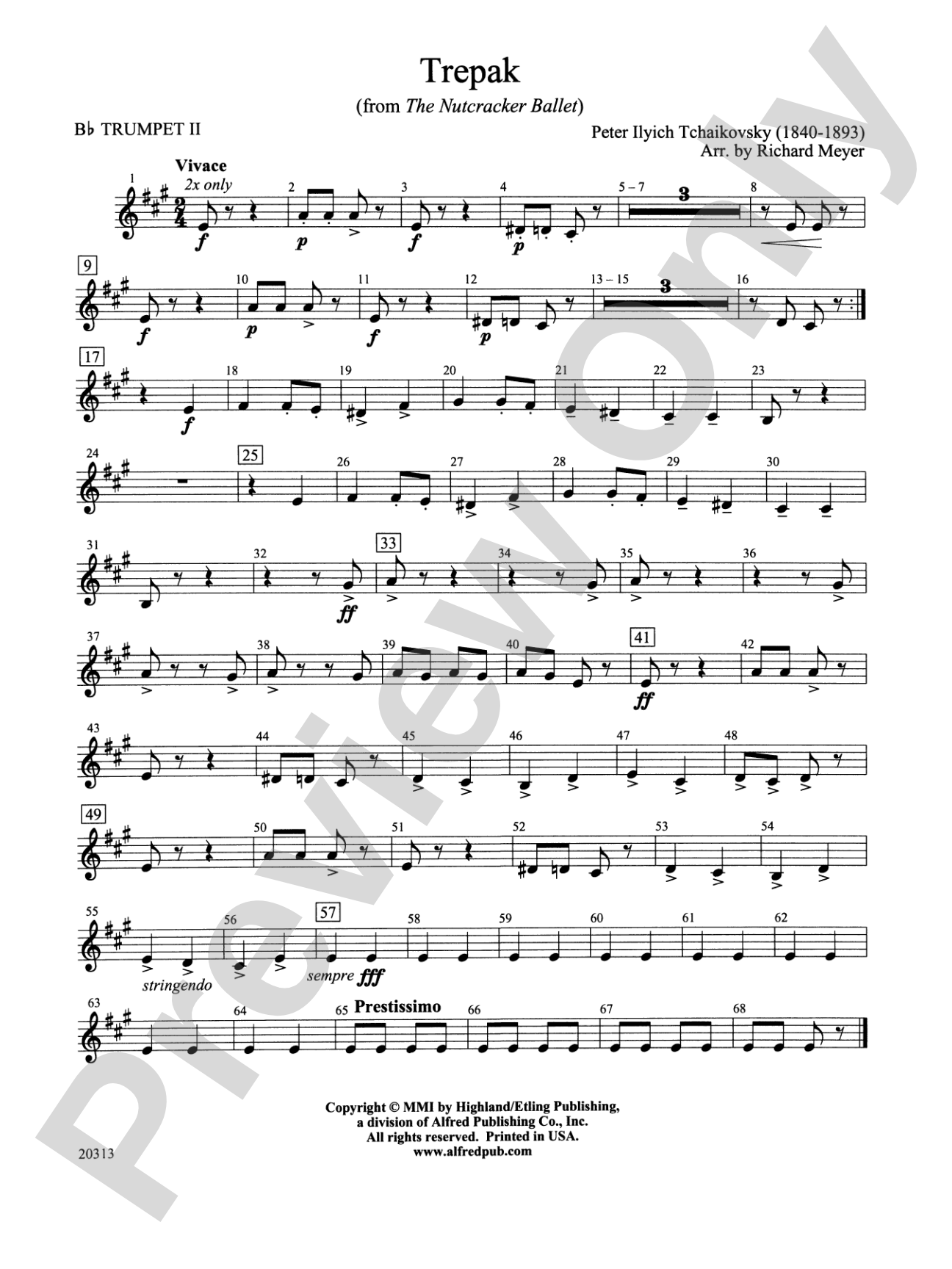 Trepak from The Nutcracker Ballet: 2nd B-flat Trumpet