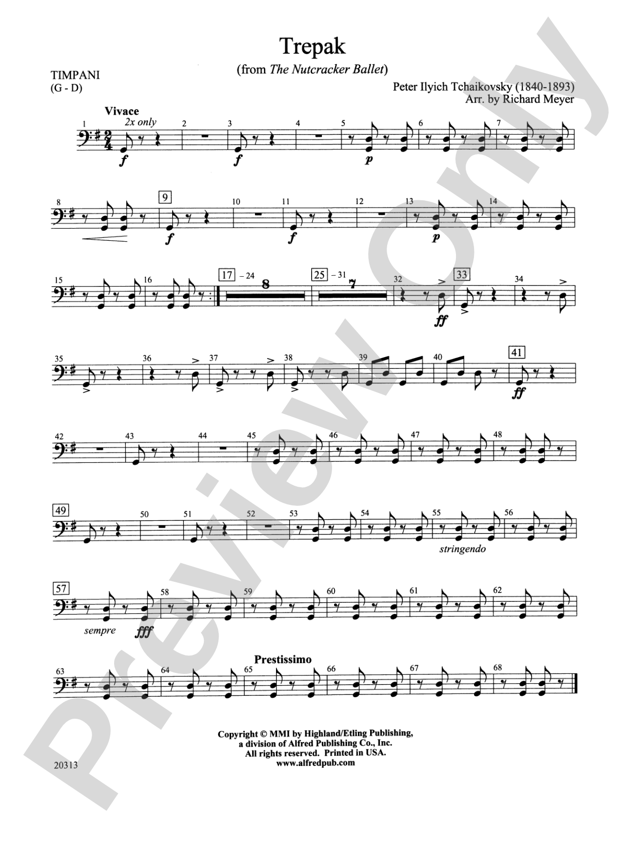 Trepak from The Nutcracker Ballet: Timpani
