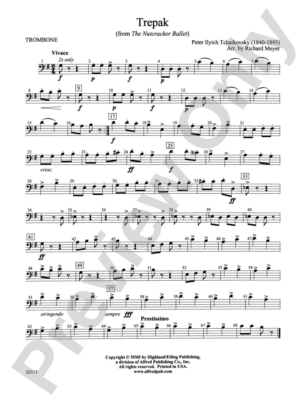 Trepak from The Nutcracker Ballet: 1st Trombone