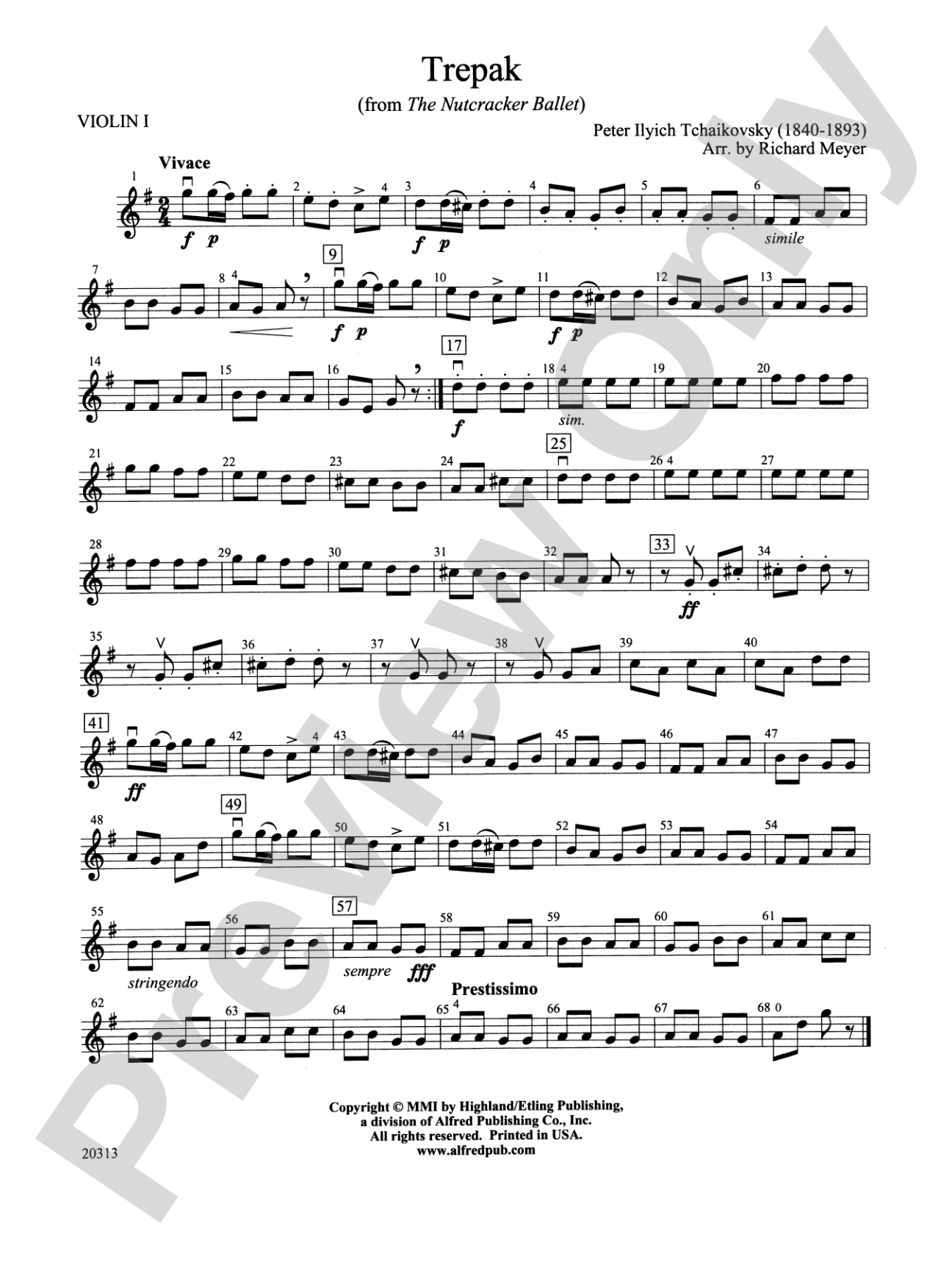 Trepak from The Nutcracker Ballet: 1st Violin