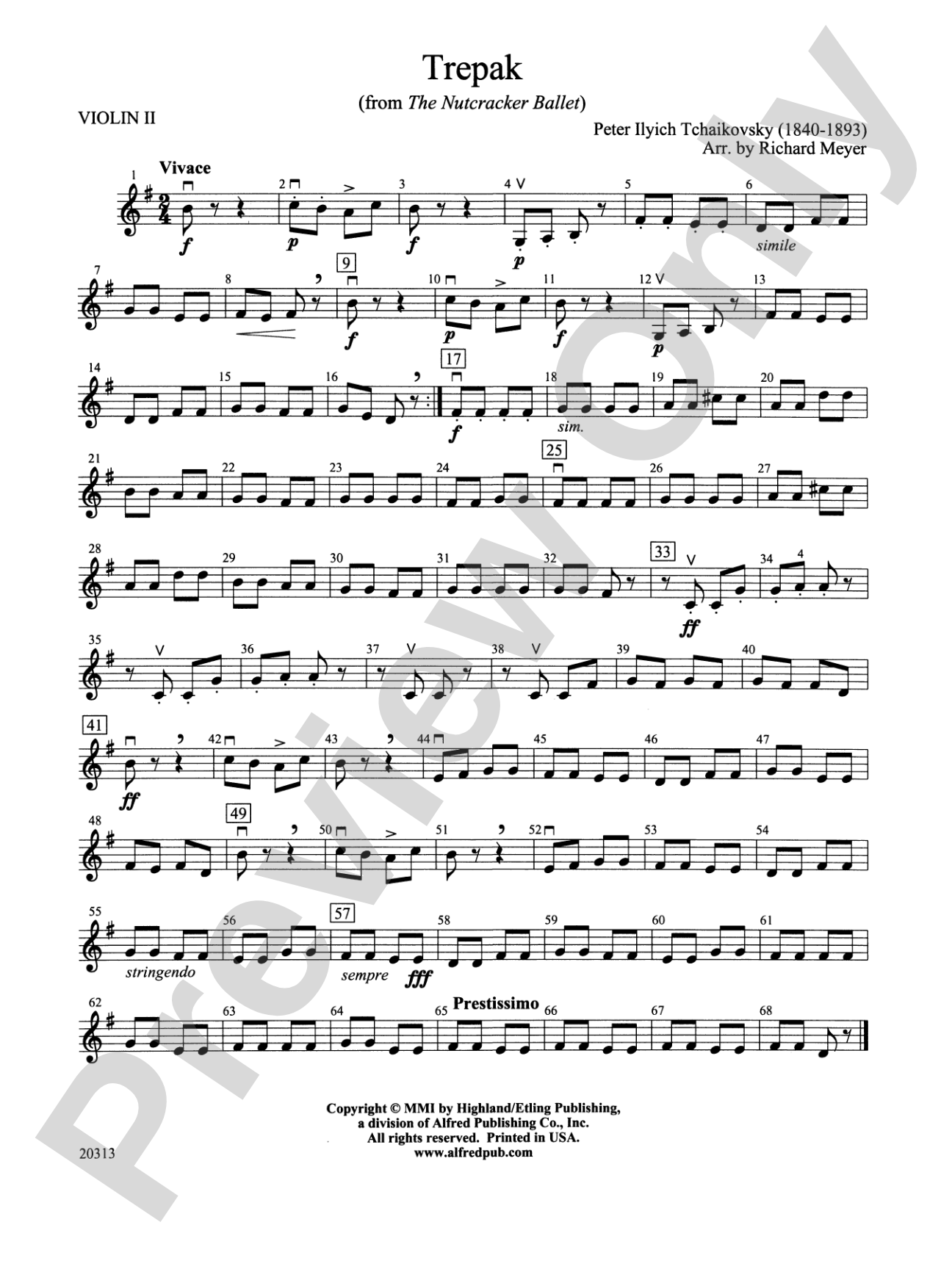 Trepak from The Nutcracker Ballet: 2nd Violin