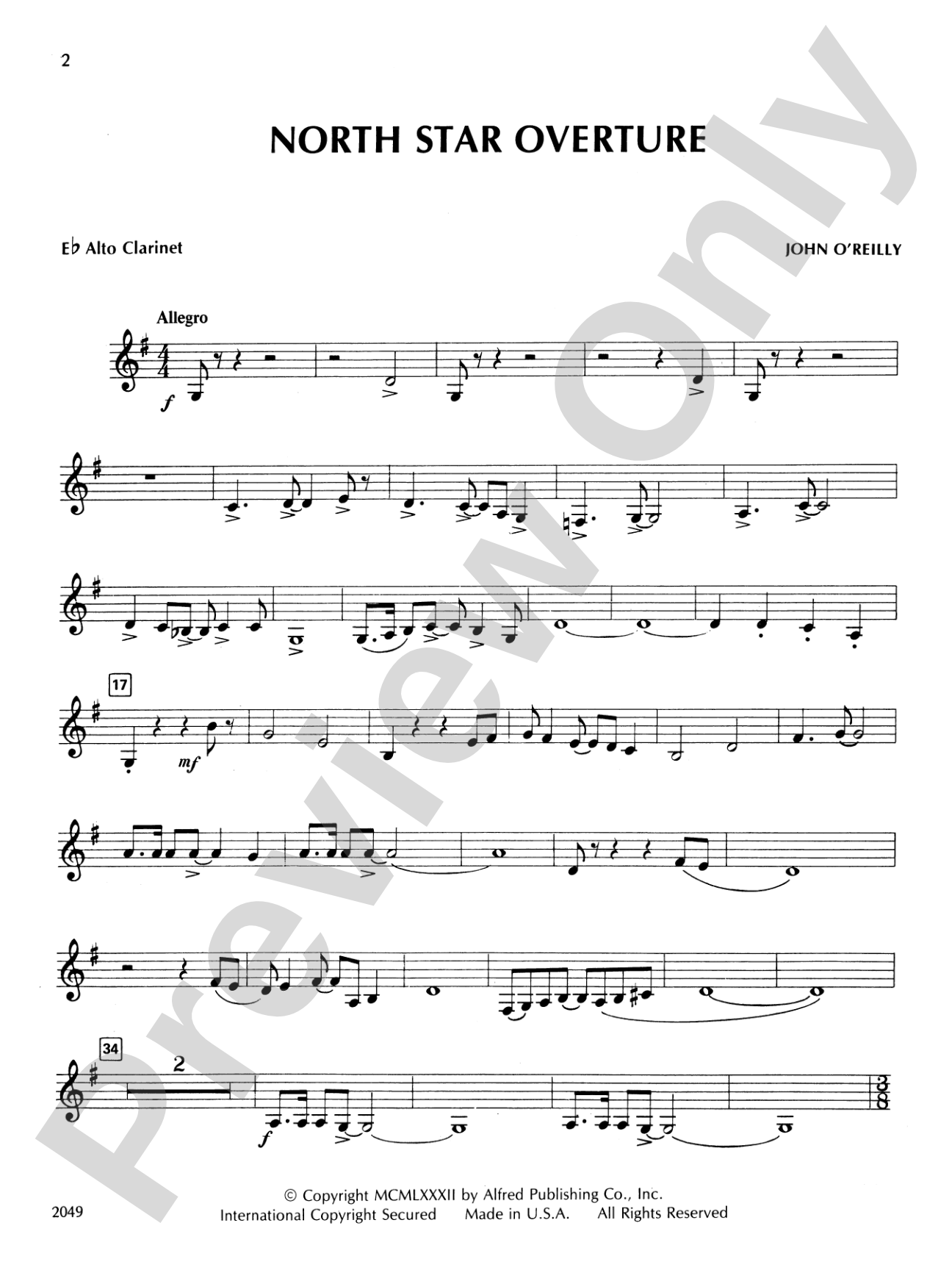 North Star Overture: E-flat Alto Clarinet