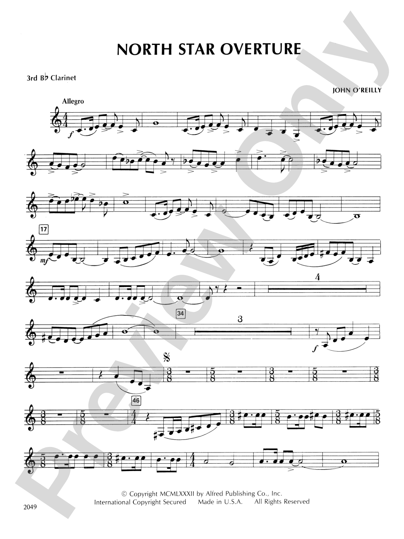 North Star Overture: 3rd B-flat Clarinet