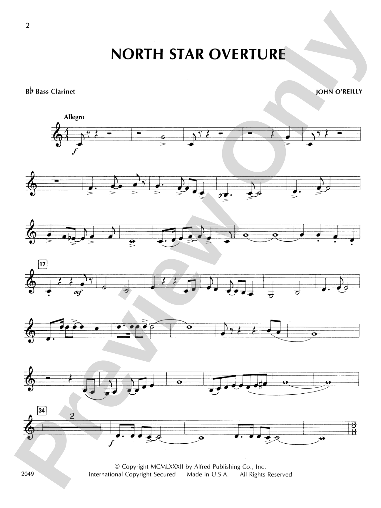 North Star Overture: B-flat Bass Clarinet