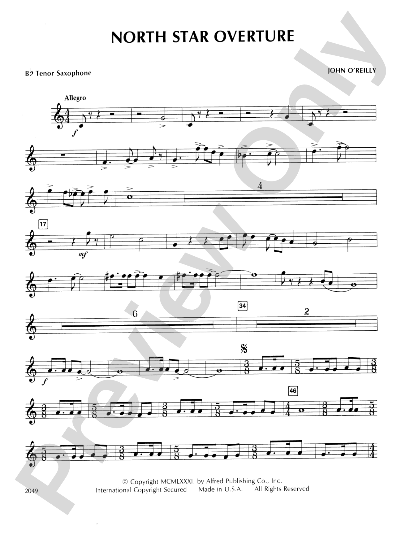 North Star Overture: B-flat Tenor Saxophone
