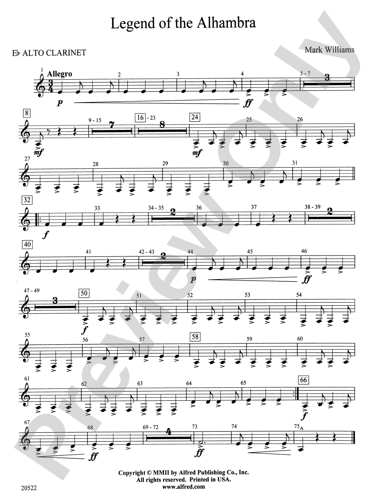 Legend of the Alhambra: E-flat Alto Clarinet