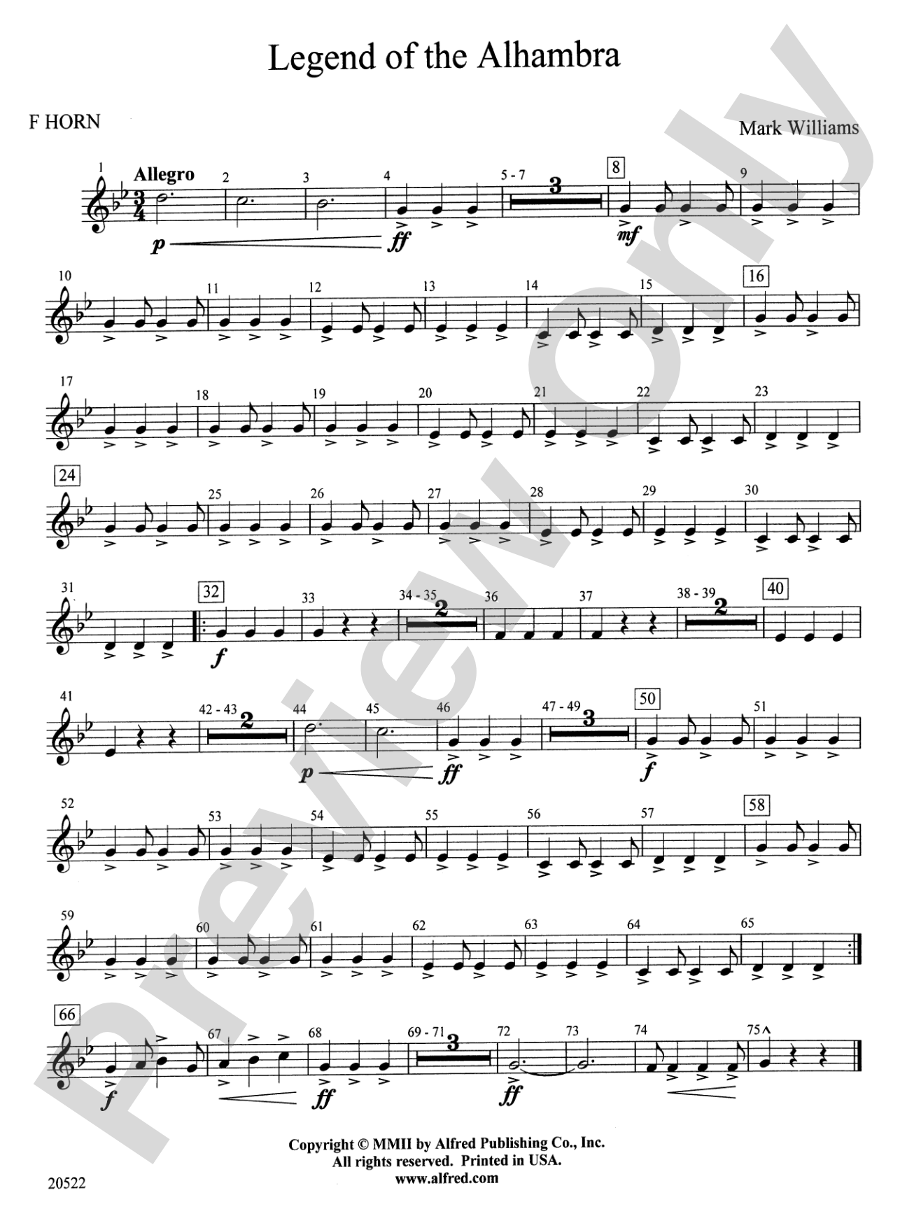 Legend of the Alhambra: 1st F Horn