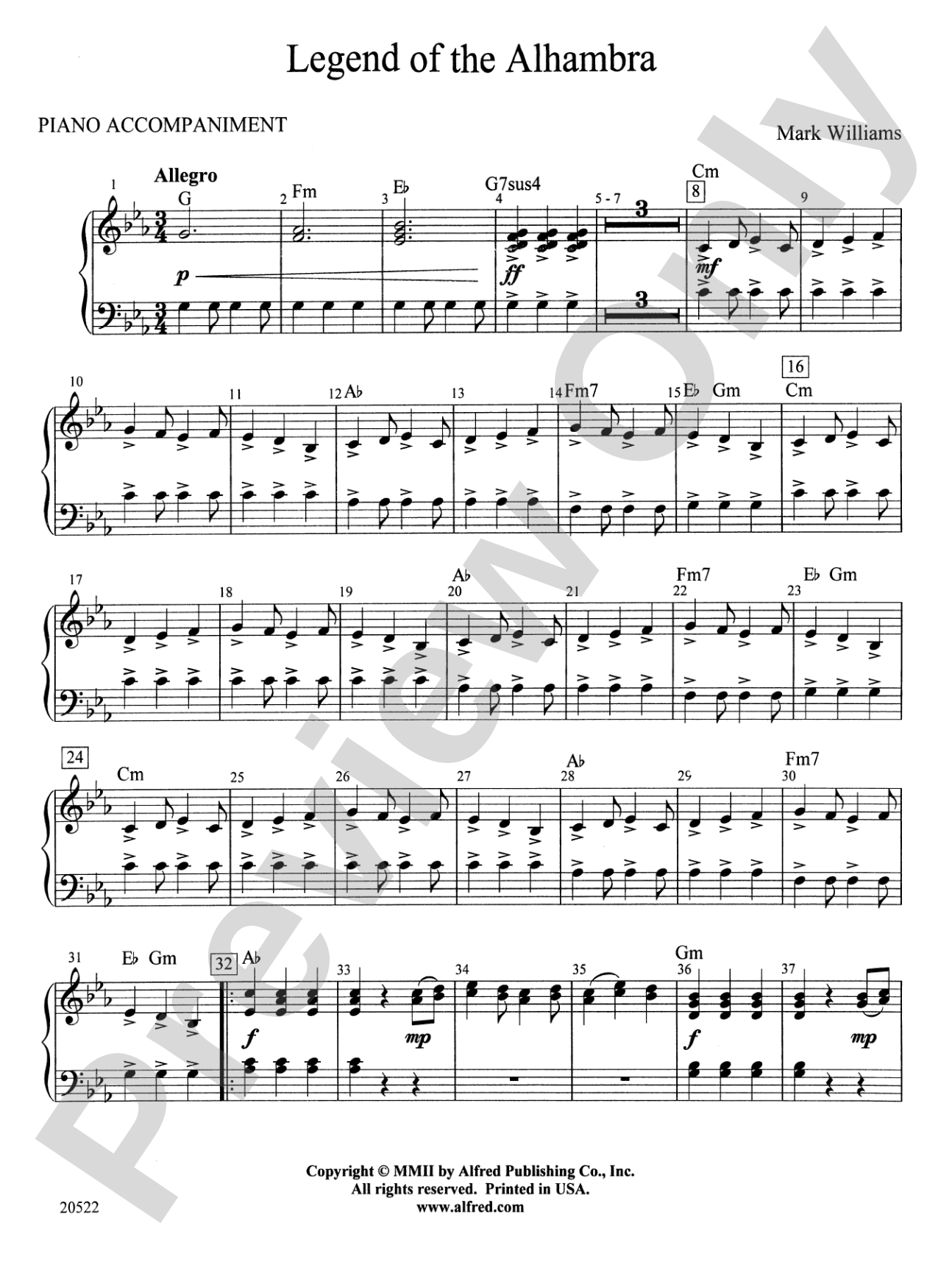Legend of the Alhambra: Piano Accompaniment